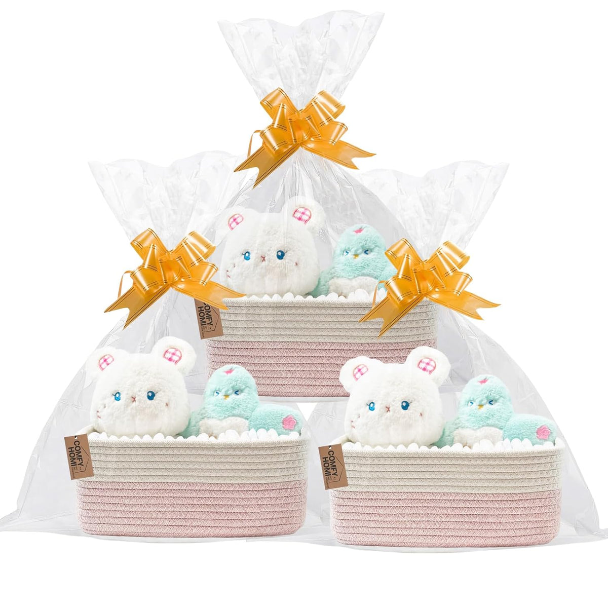 COMFY-HOMI 13" x 8.5" x 5.1" Storage Baskets for Organizing | Cotton Rope Woven Basket | Toy