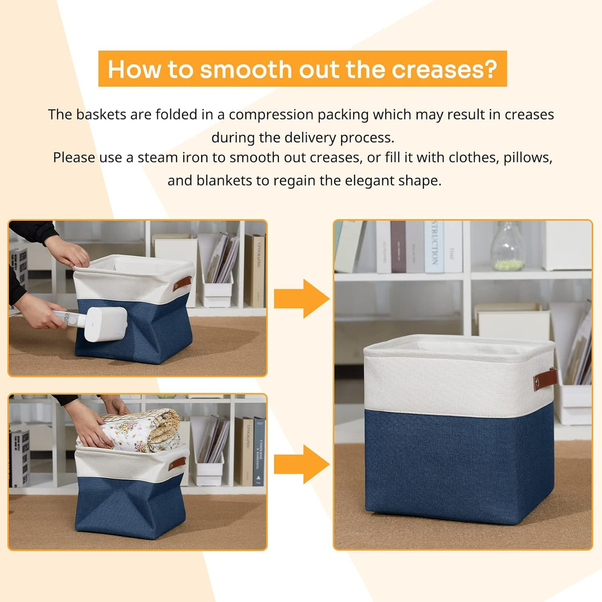 DULLEMELO [Set of 4 Storage Cubes Baskets for Organizing, 11 x 11 x 11 inch Cube Storage Organizer