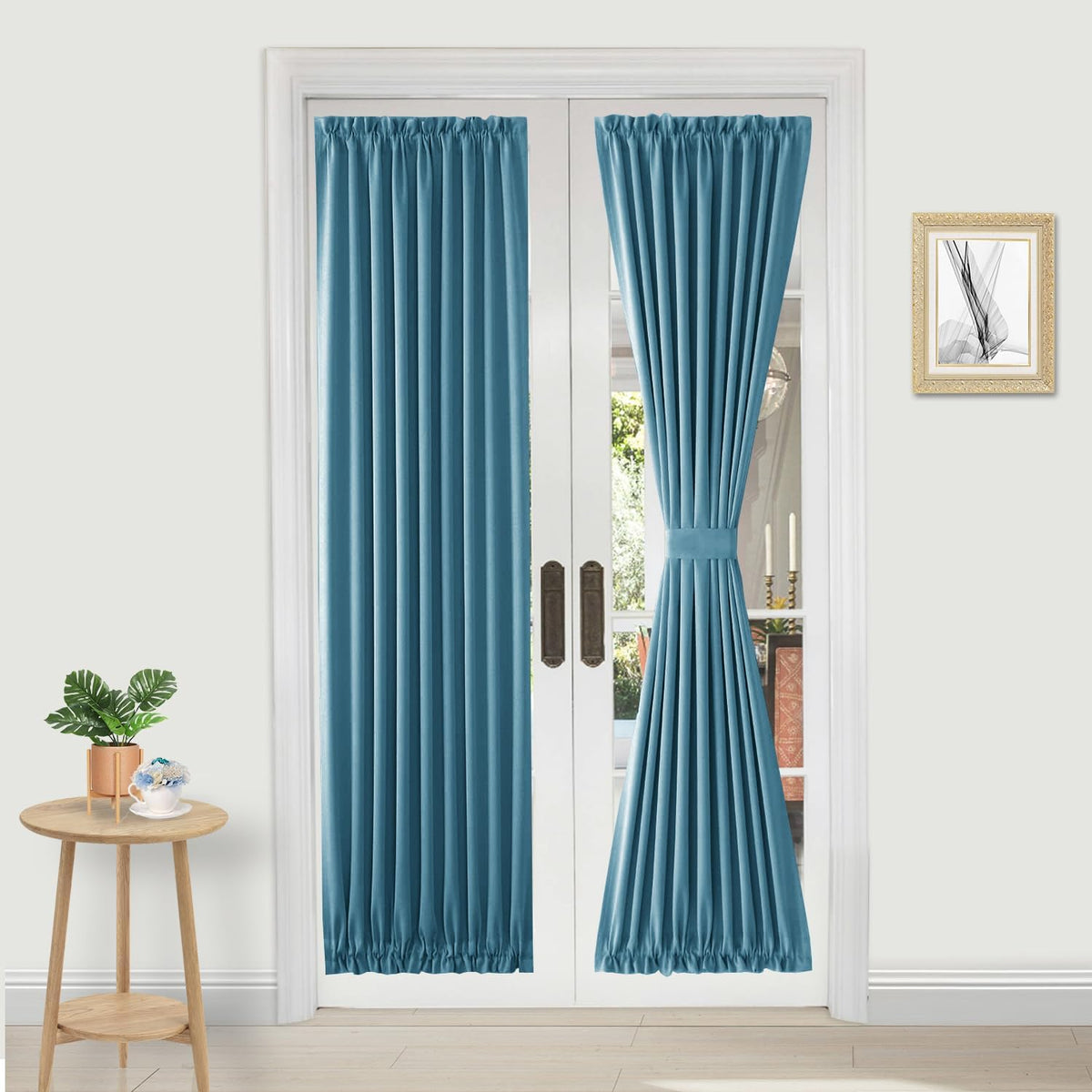 DWCN French Door Curtains – Rod Pocket Thermal Blackout Curtain for Doors with Glass Window