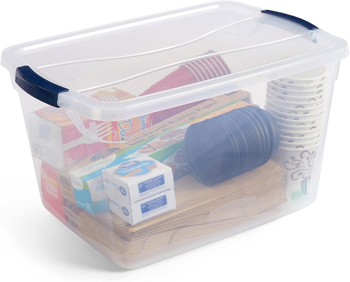 Rubbermaid Cleverstore Clear 32 Qt, 6 Pack Stackable Plastic Storage Bins with Lids, Great for