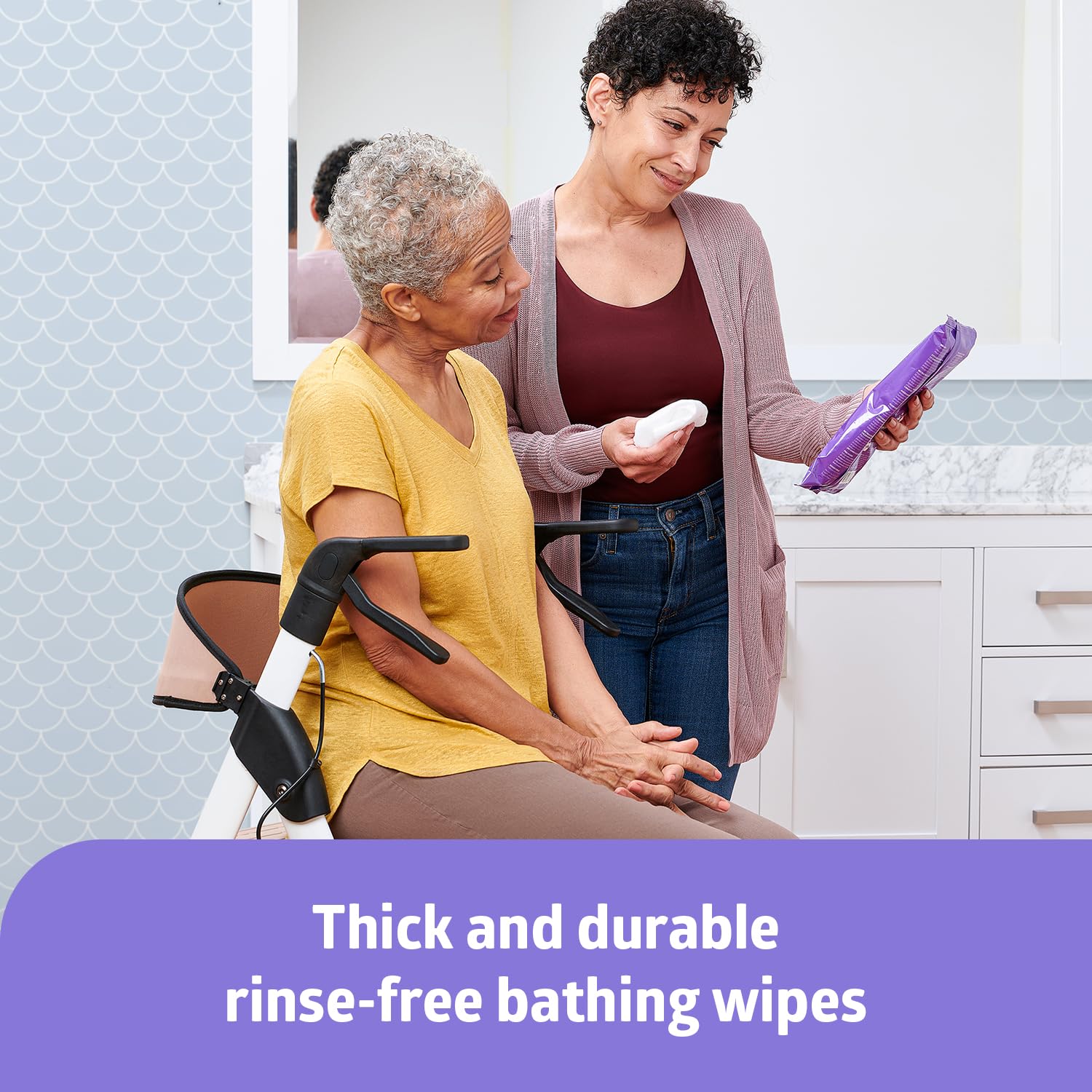 Medline Readybath Body Wipes, Shower and Bath for Adults, No Rinse Disposable Washcloths, Extra