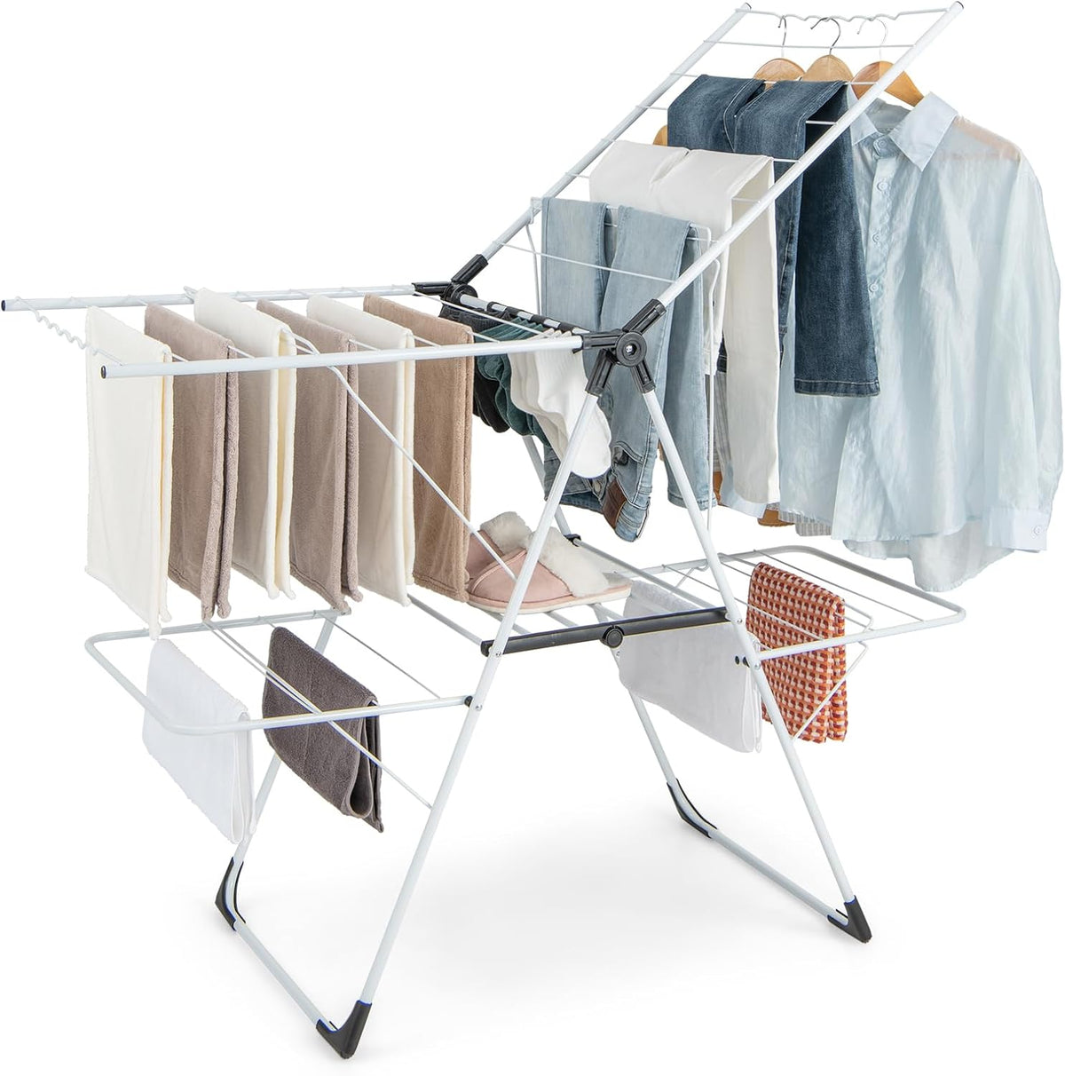 Giantex Clothes Drying Rack, 2-Layer Stainless Steel Foldable Laundry Drying Rack with 6-Level