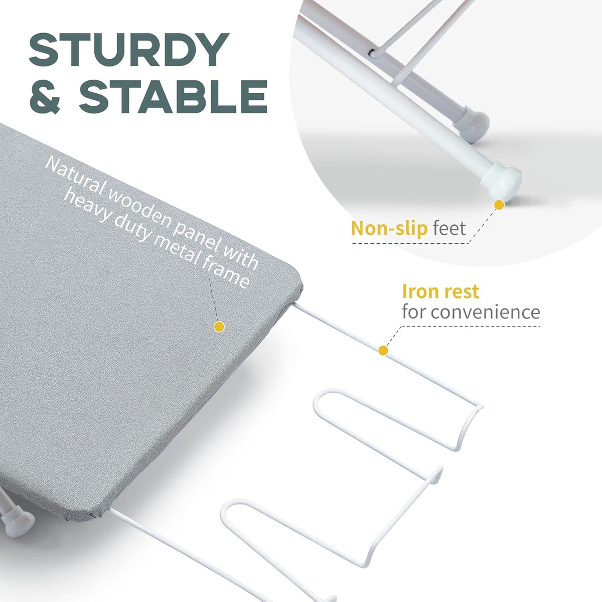 Small Ironing Board Tabletop with Iron Rest, Foldable Mini Iron Board with Cotton Cover, RAINHOL
