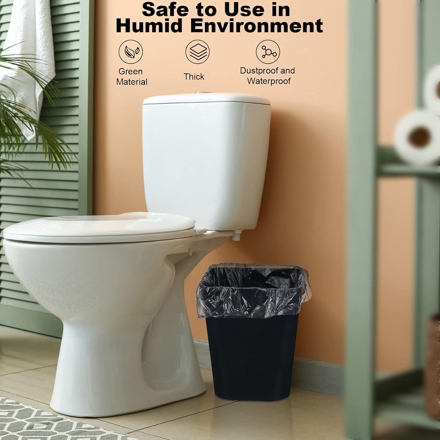 Eccliy 6 Pack Plastic Trash Can with 3 Rolls of Trash Bags Small Wastebasket Garbage Bin Container