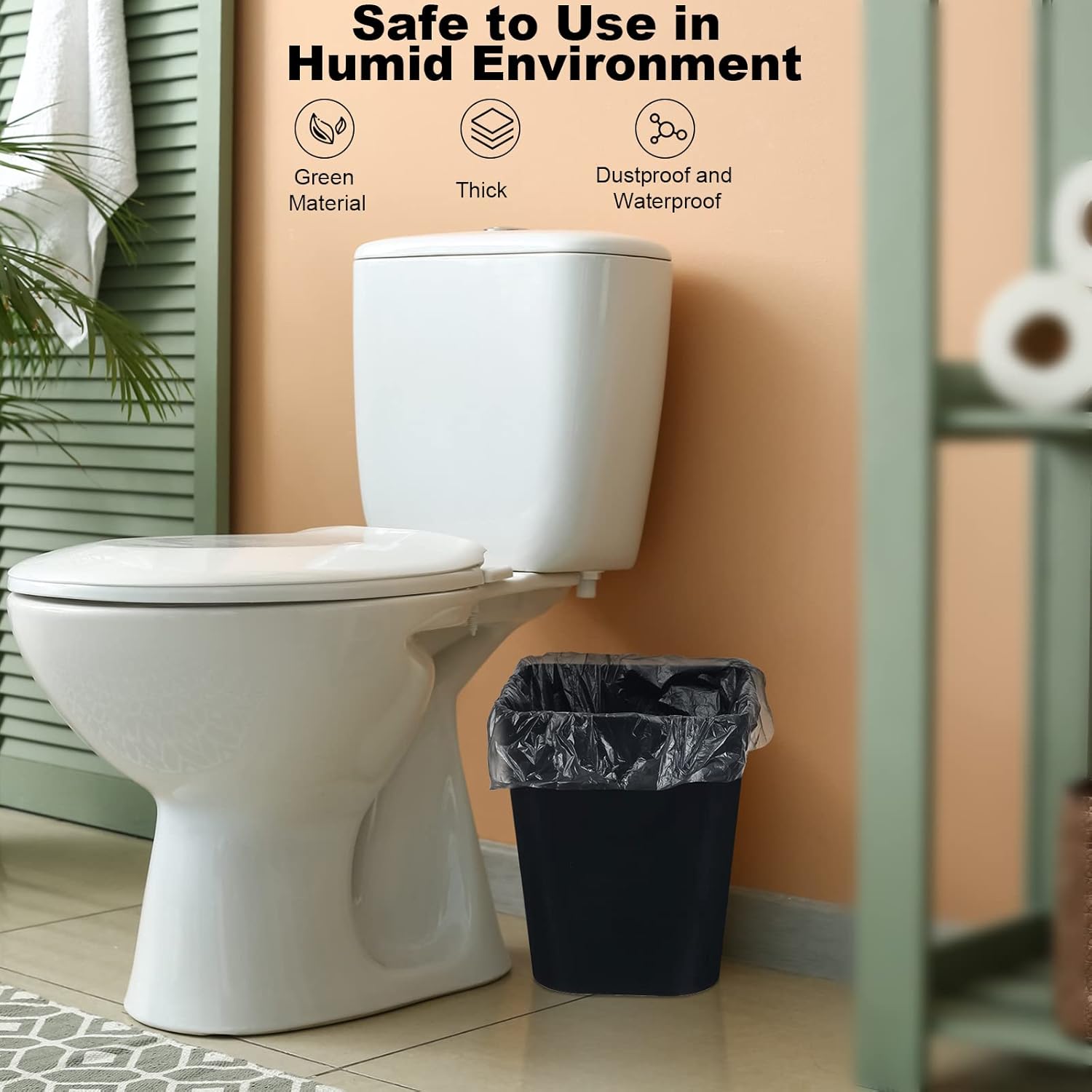 Eccliy 6 Pack Plastic Trash Can with 3 Rolls of Trash Bags Small Wastebasket Garbage Bin Container