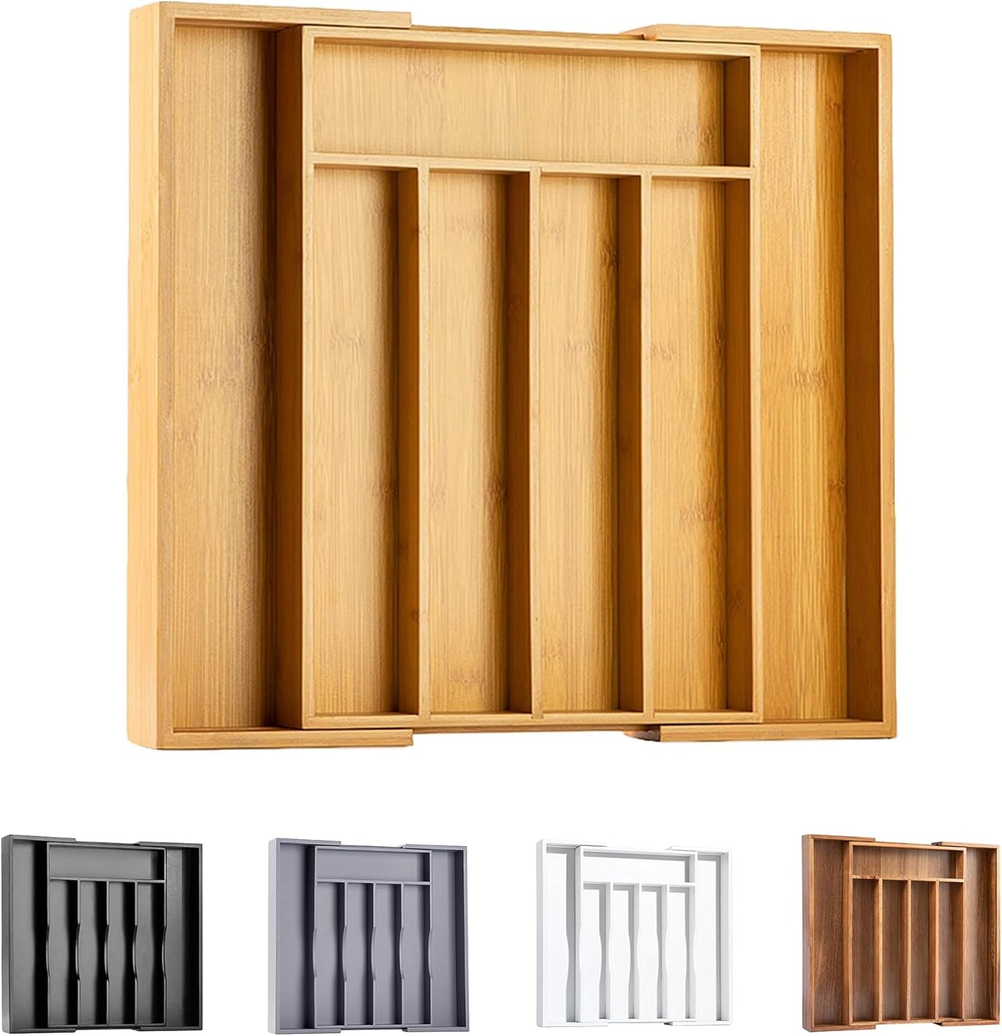 Bellsal Silverware Organizer Kitchen Drawer Organizer Expandable Bamboo Utensil Holder Cutlery Tray