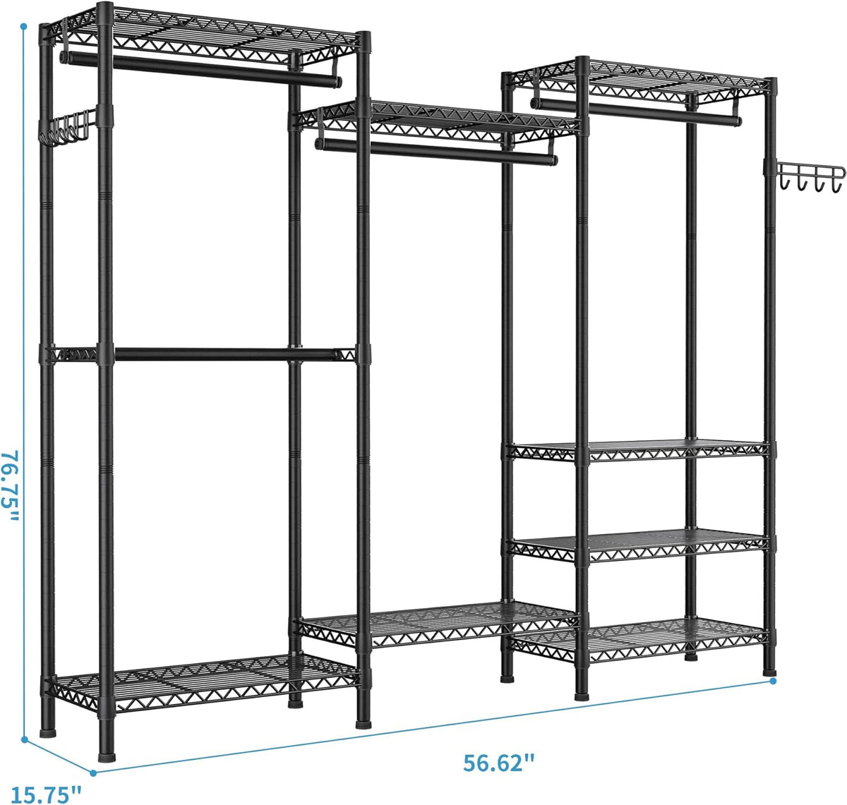 Heavy Duty Garment Rack Large Clothes Rack,Freestanding Closet Portable Clothing Rack with 8