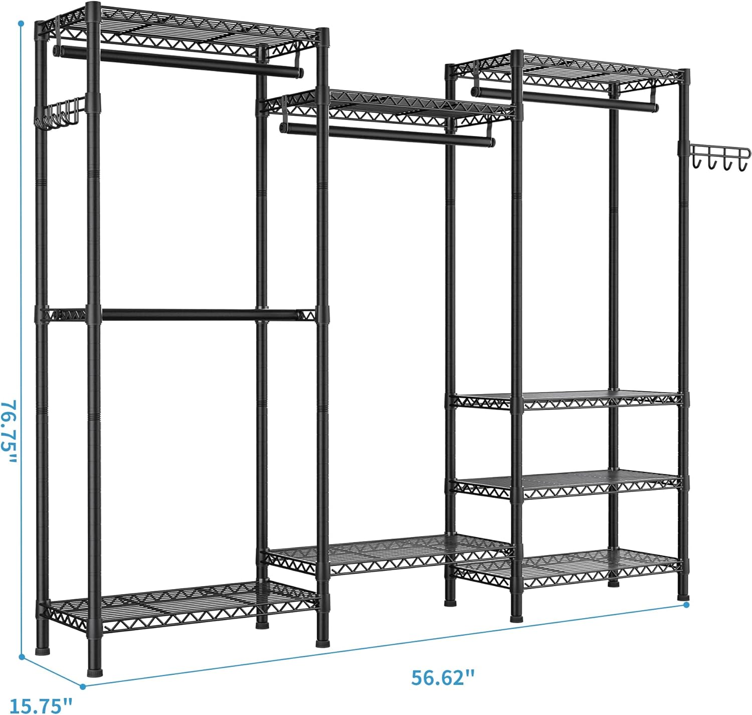 Heavy Duty Garment Rack Large Clothes Rack,Freestanding Closet Portable Clothing Rack with 8
