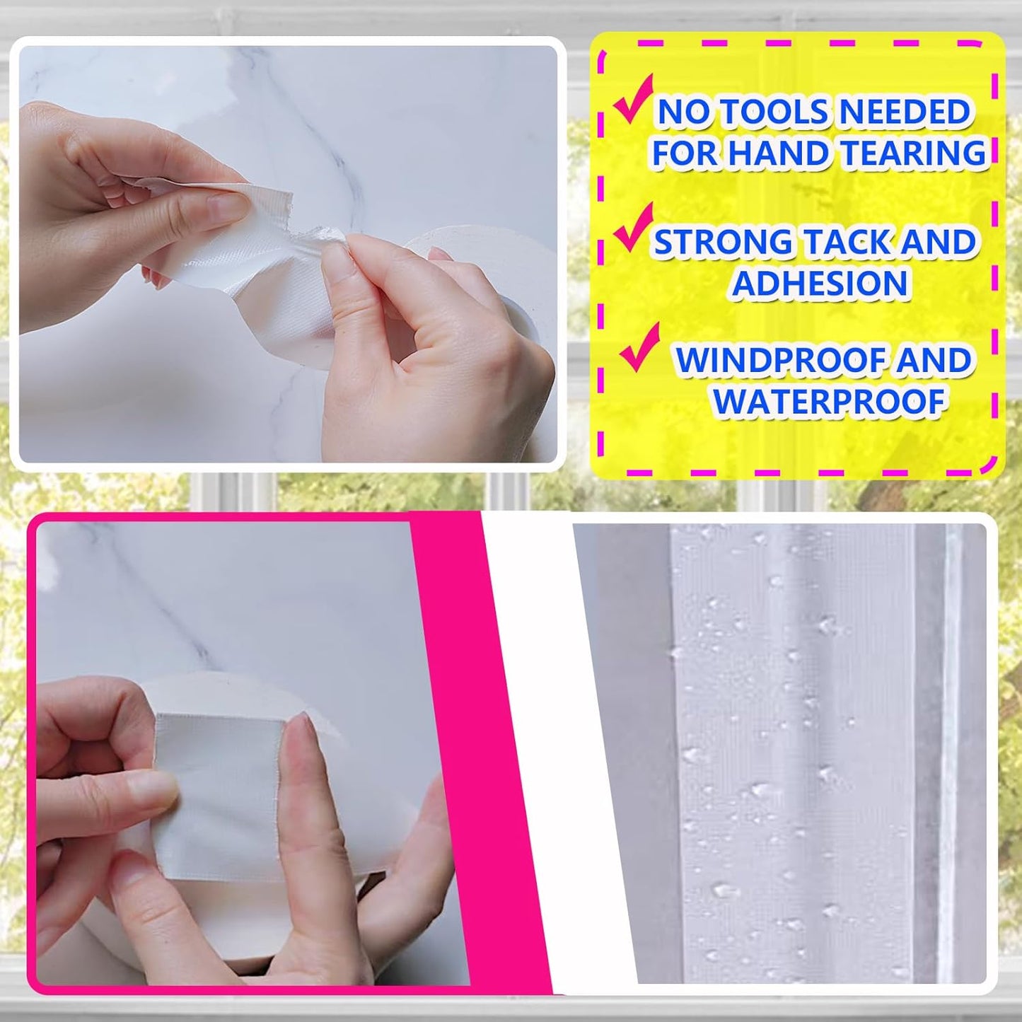 White Window Weather Sealing Tape, Waterproof Window AC Air Conditioner Sealing Tape Can Keep Out
