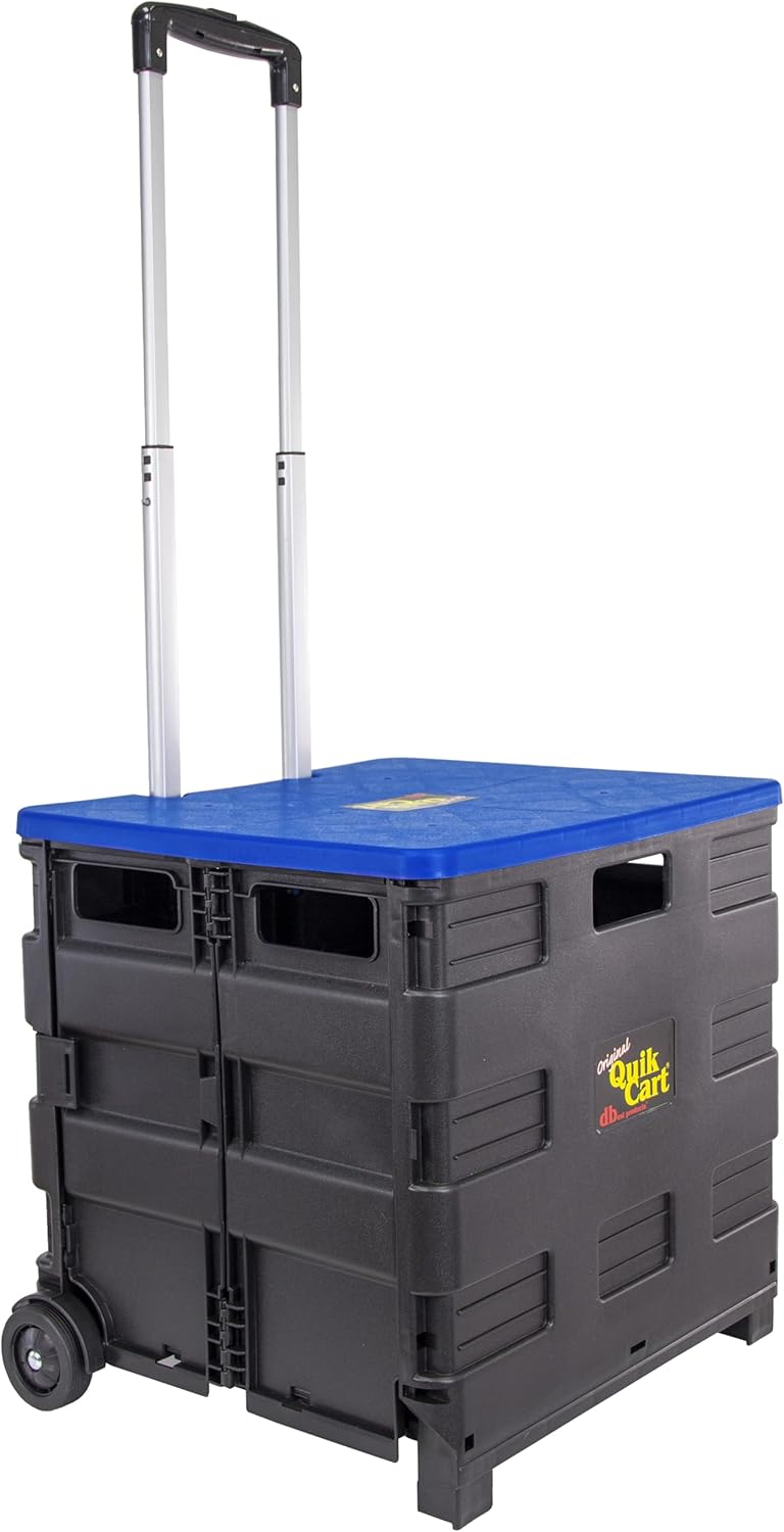 dbest products Quik Cart Collapsible Rolling Crate on Wheels for Teachers Tote Basket, 80 lbs