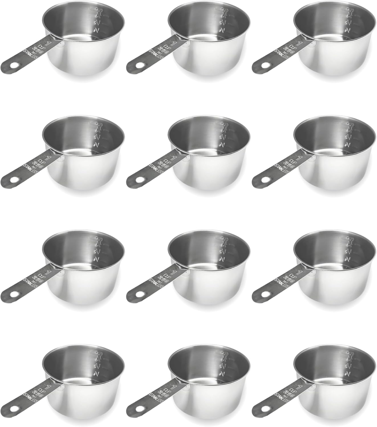 1 Cup Stainless Steel Measuring Cup | Sturdy Metal 250 ml | 240 cc | 8 oz | Single Cup for Wet and