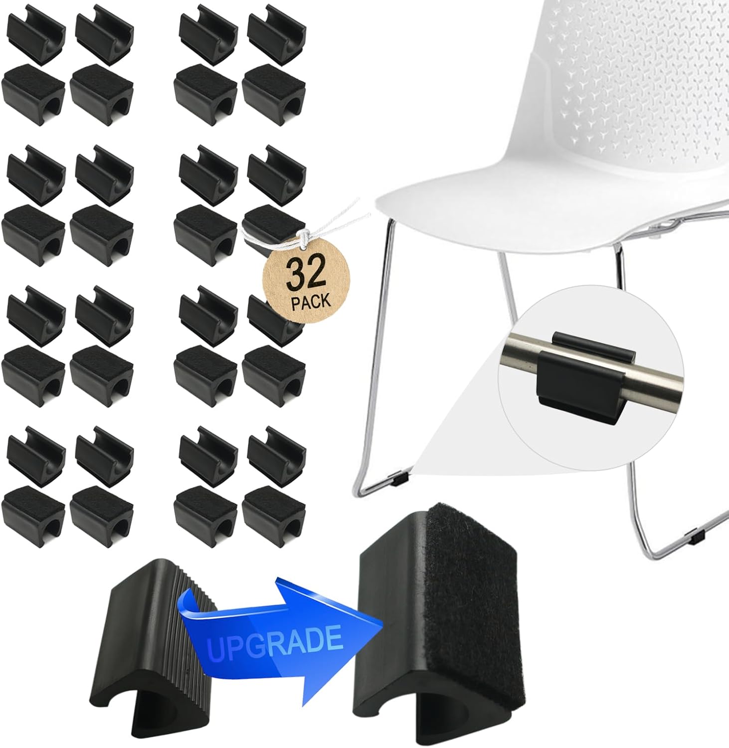 Rectangle U Shaped Chair Leg Tips Cap with Felt Pads,Furniture Feet Protector Slide Smoothly