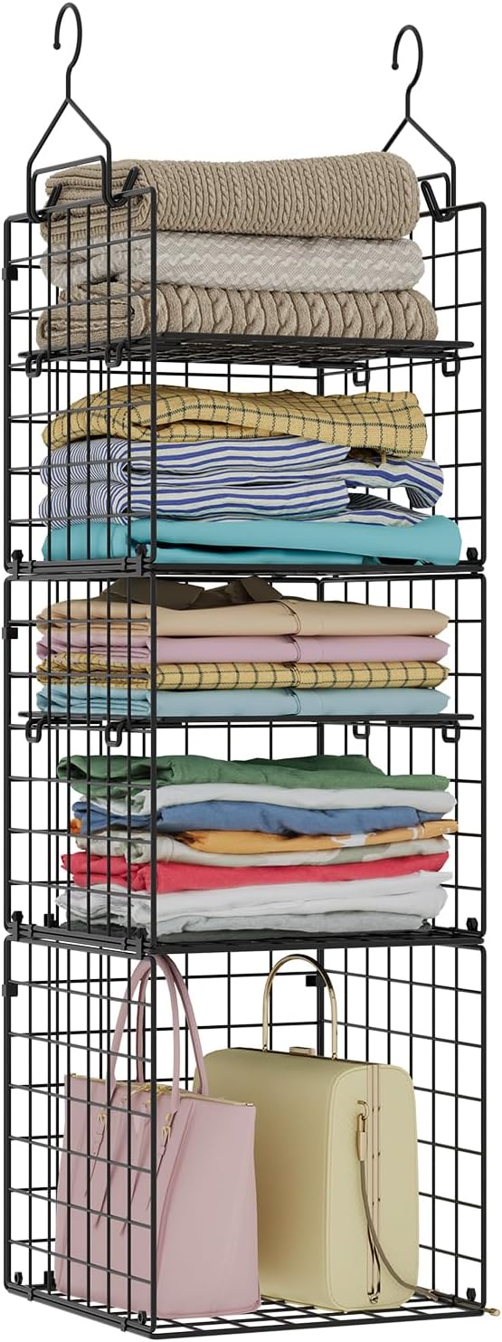 X-cosrack Hanging Closet Organizer and Storage - 5-Tier Closet Storage Organizer Baskets for