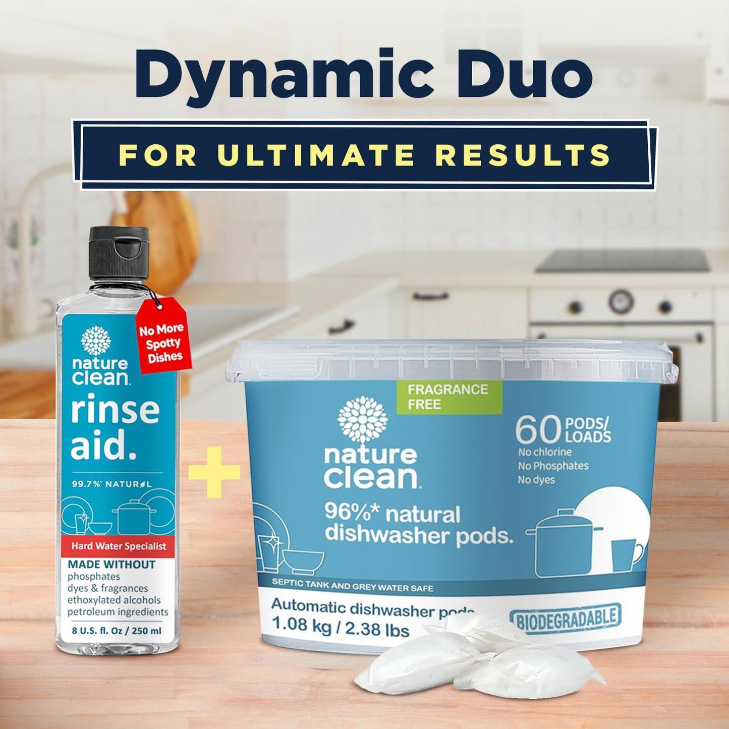 All Natural Dishwasher Rinse Aid Cleaner, Liquid Dishwasher Rinse Agent for Spot-Free Glass &