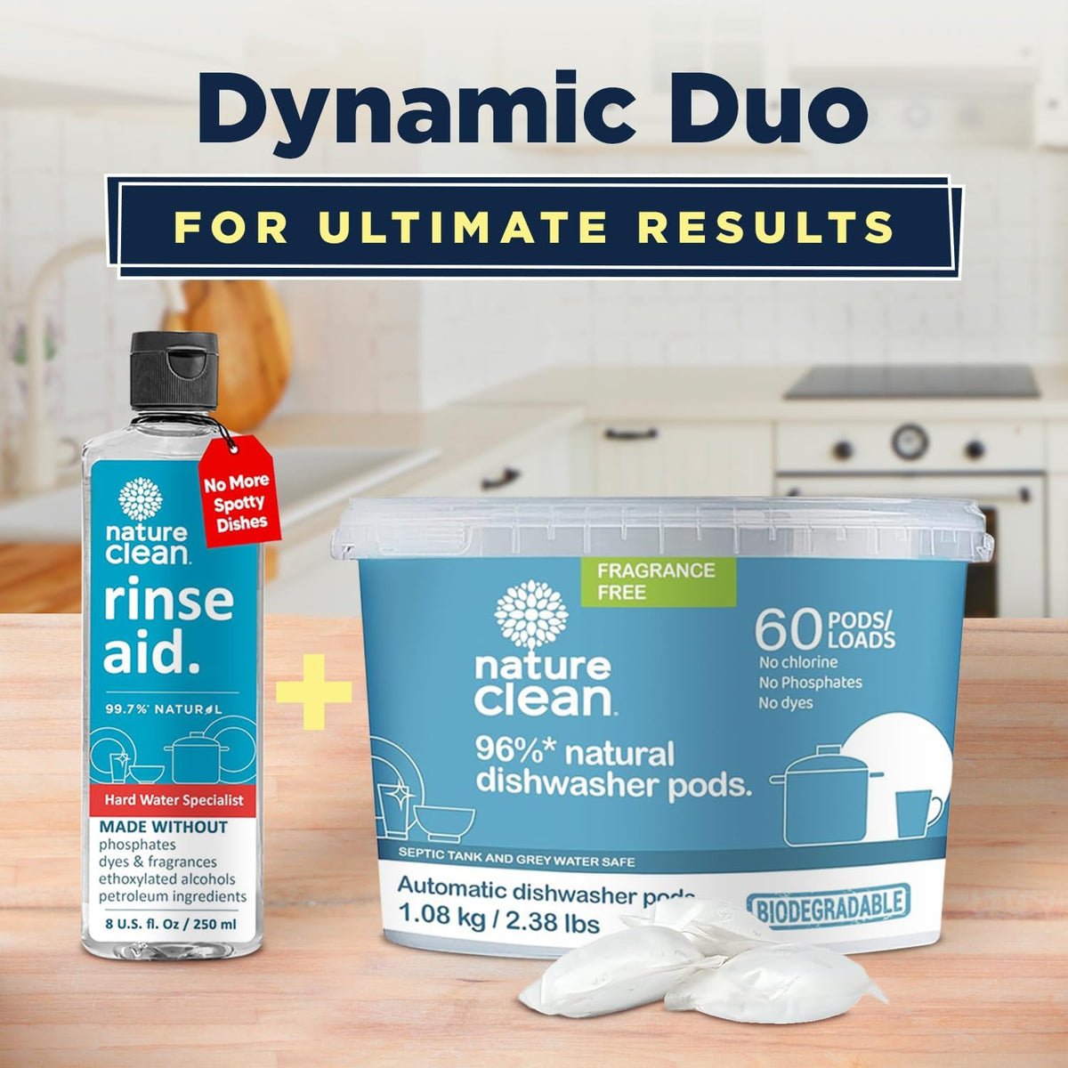 All Natural Dishwasher Rinse Aid Cleaner, Liquid Dishwasher Rinse Agent for Spot-Free Glass &