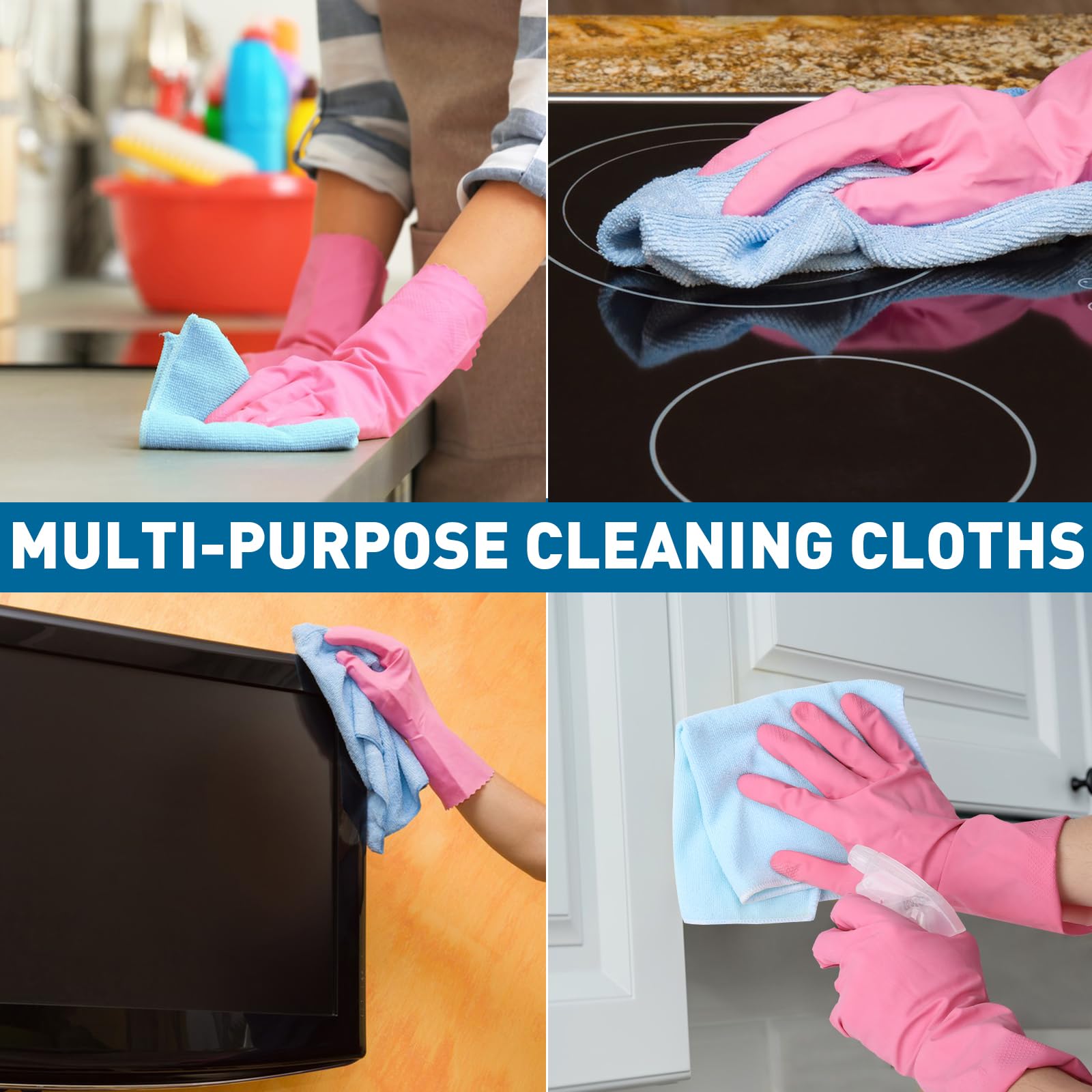 TEAWOO Microfiber Cleaning Cloths-50 Pack, Microfiber Towels Bulk