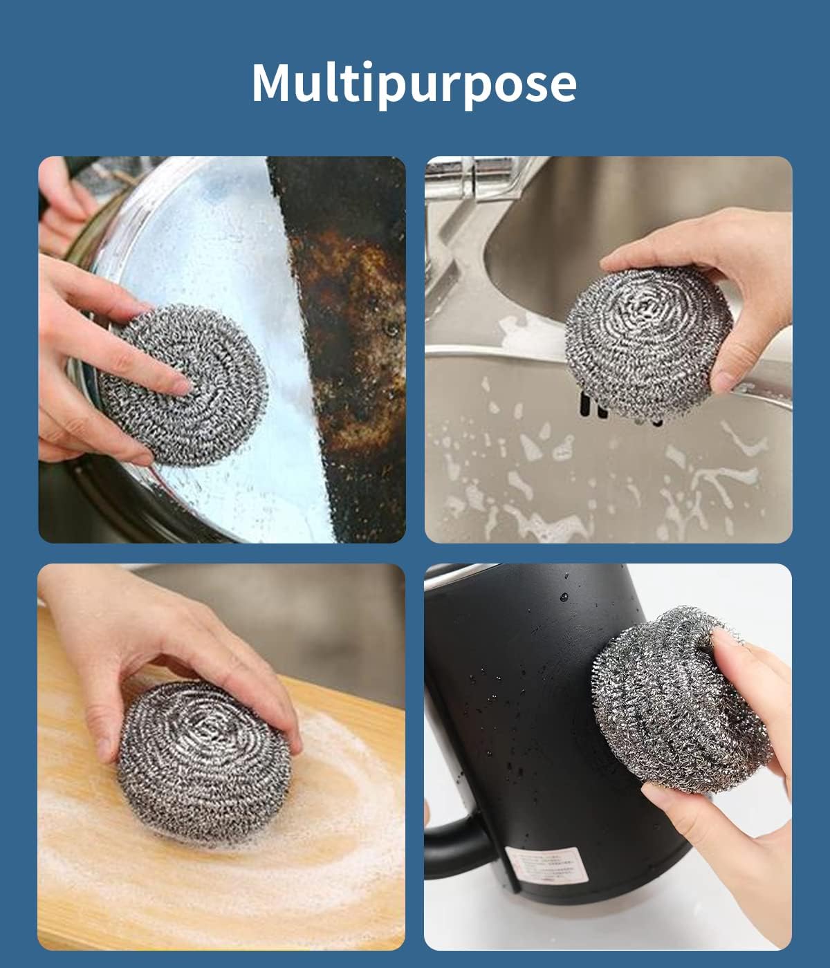 12Pcs Steel Wool Scrubber - Steel Wool for Cleaning Dish Pots Pans Grills Stainless Steel Scrubber