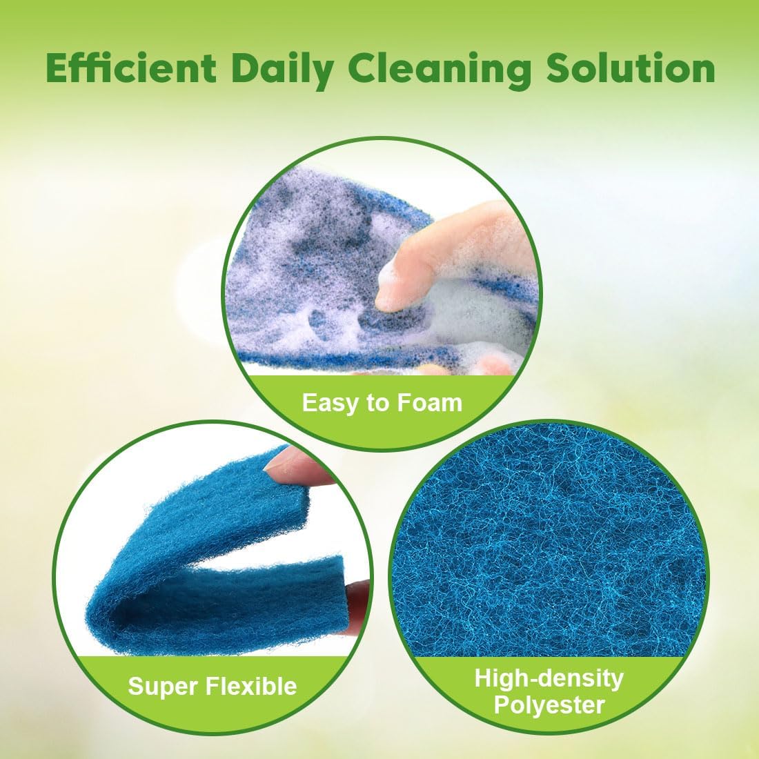 Non-Scratch Scouring Pads, 96Pcs Household Scour Pads for Kitchen, Garage and Outdoors, Reusable