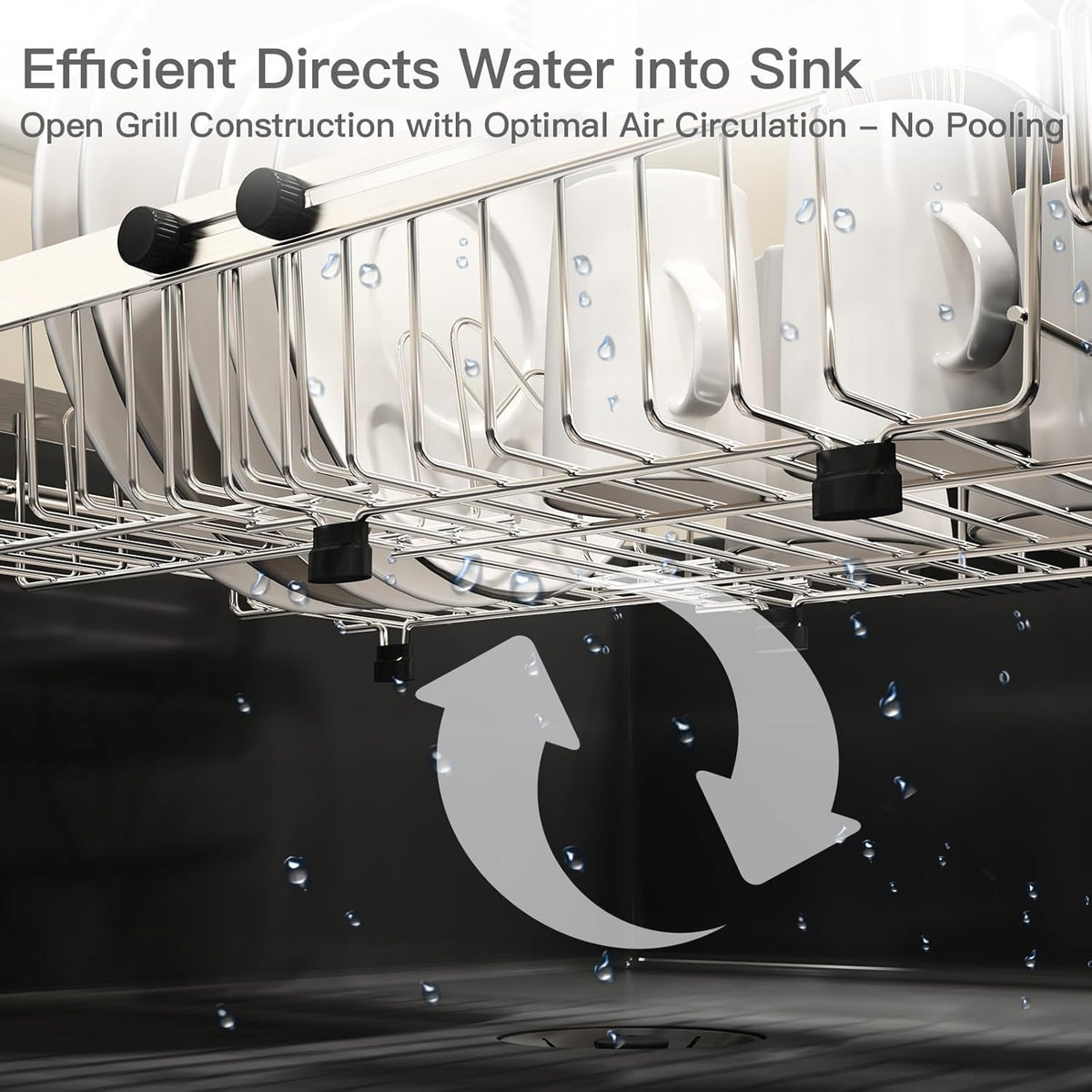 Small Expandable Over The Sink Dish Drainer Drying Rack in Stainless Steel Metal for Kitchen