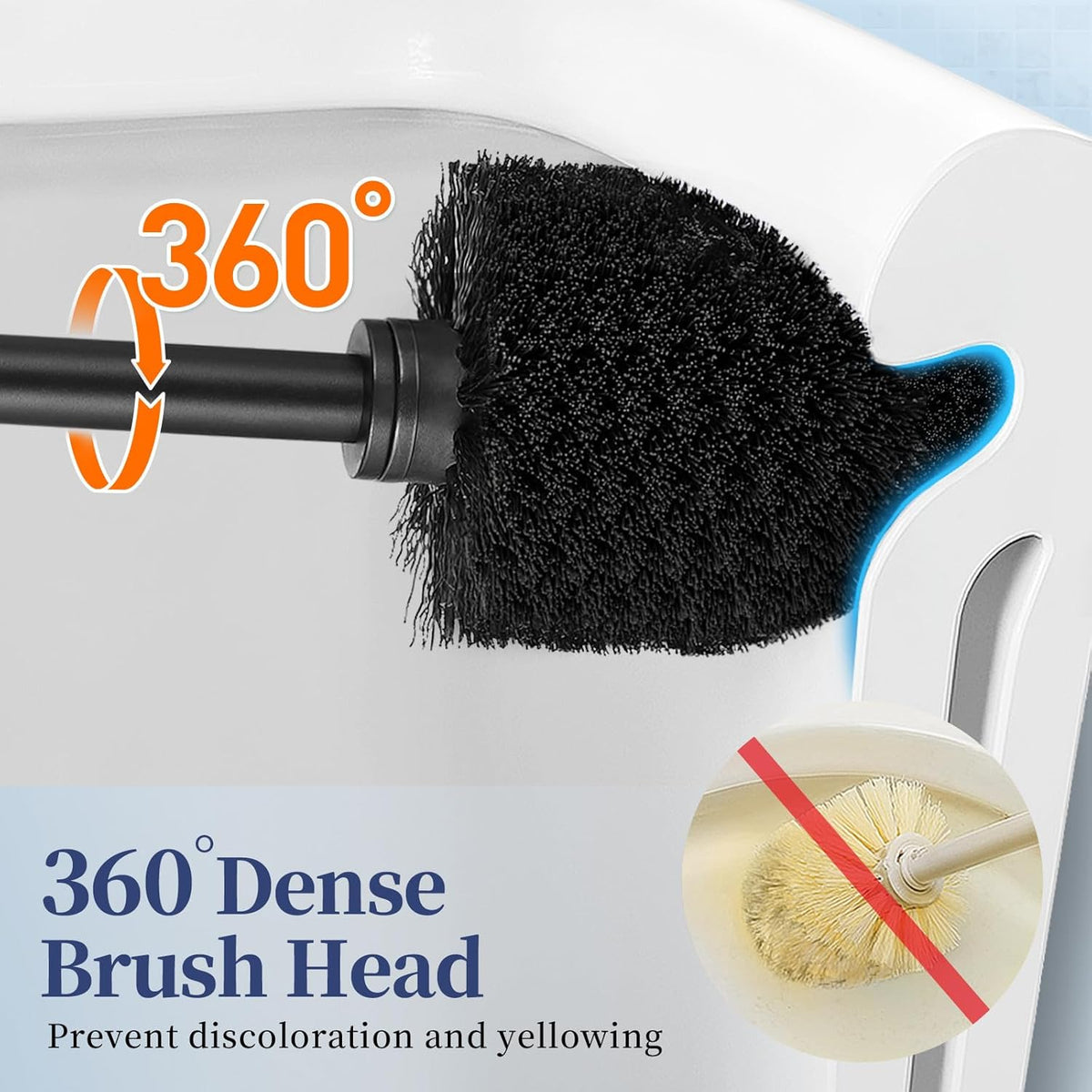 Toilet Bowl Brush Holder Set: 2 Pack Modern Deep Cleaning Bathroom Toilet Scrubber with Caddy for