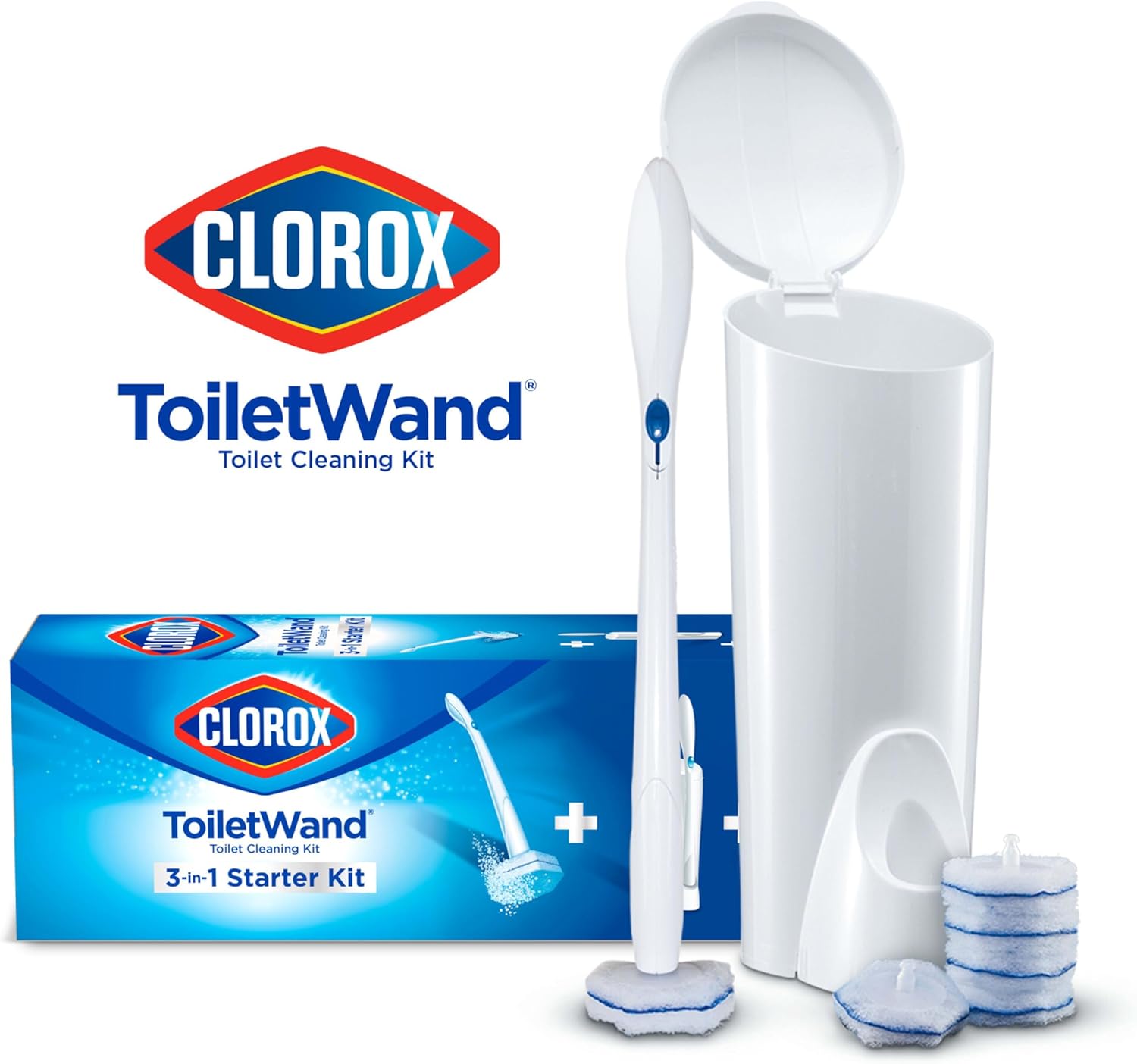 CLOROX Original Toilet Cleaning System, ToiletWand, Storage Caddy, 6 Refill Heads, Dorm Room