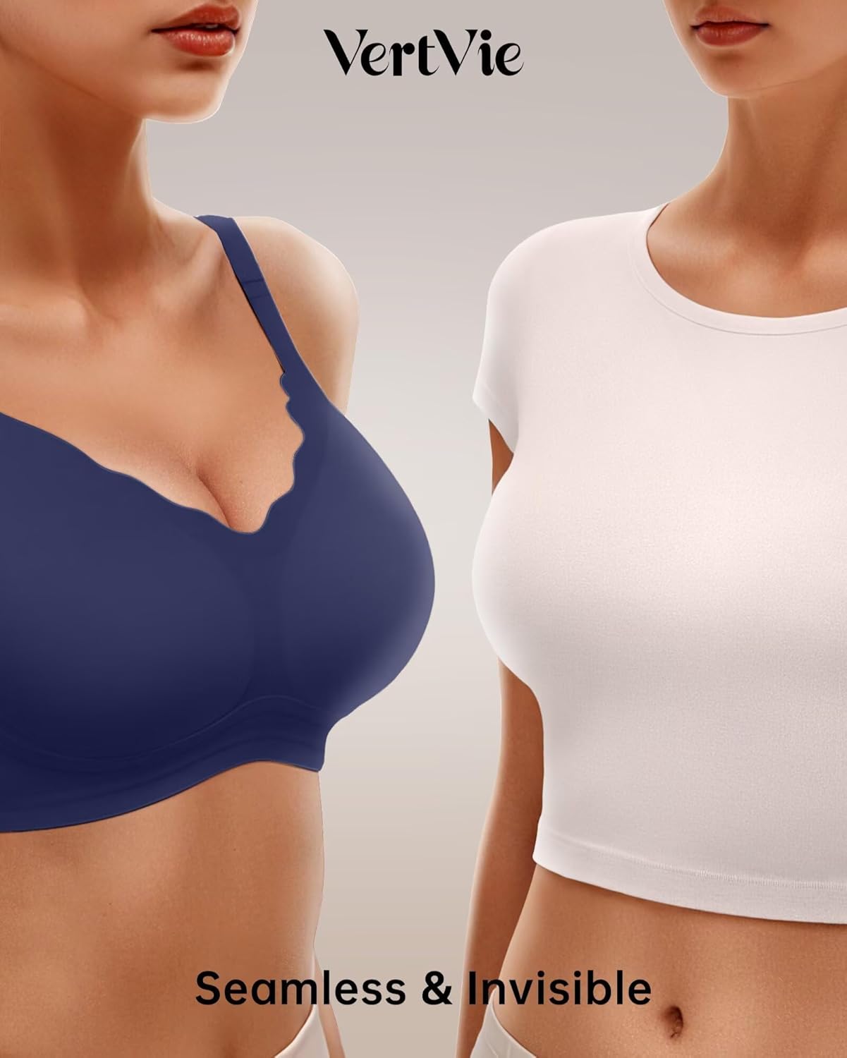 Vertvie Womens Seamless Bras No Underwire Supportive Wireless Push Up Full Coverage Bralette