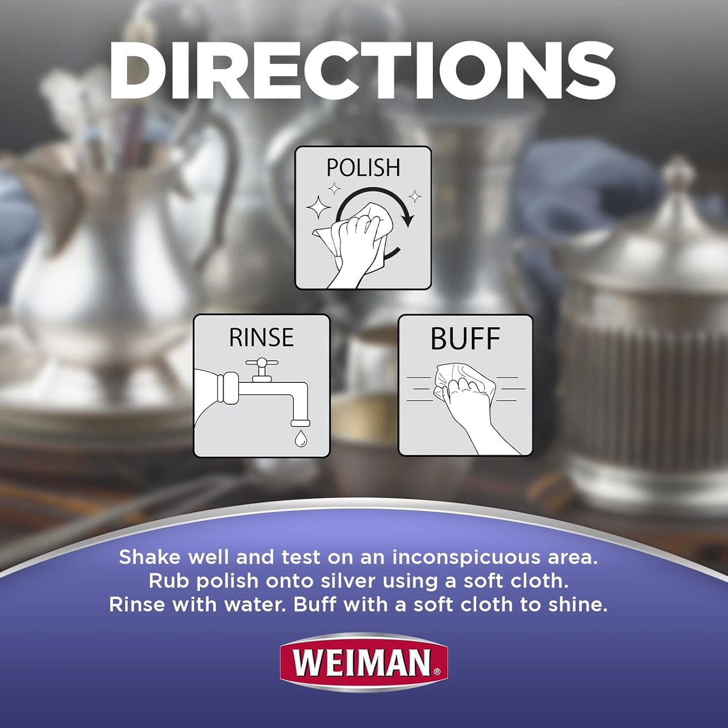 Weiman Silver Cleaner and Polish - 8 Ounce with Polishing Cloth - Ammonia Free - Polish Silver