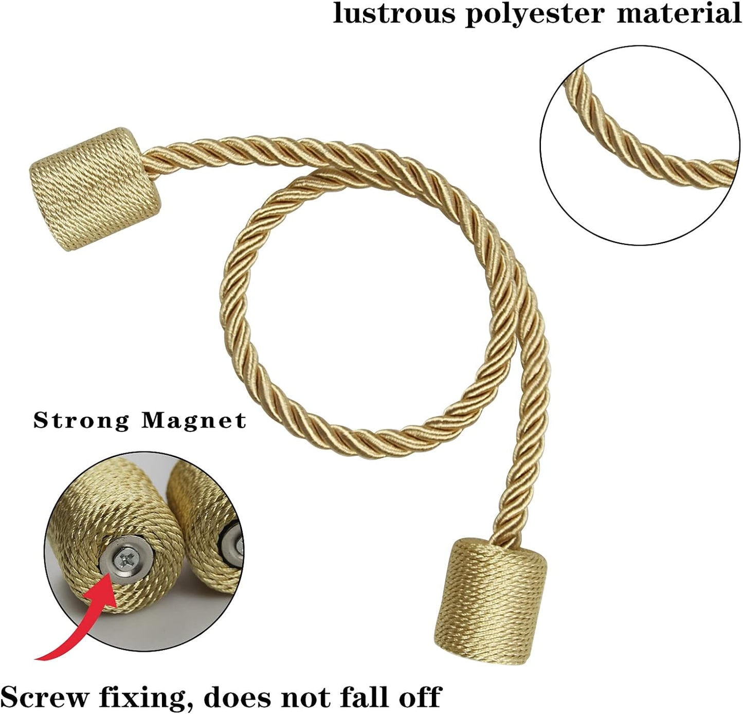 4 Pack Gold Strong Magnetic Curtain Tiebacks Outdoor Elegant Decorative Tie Backs Modern Rope