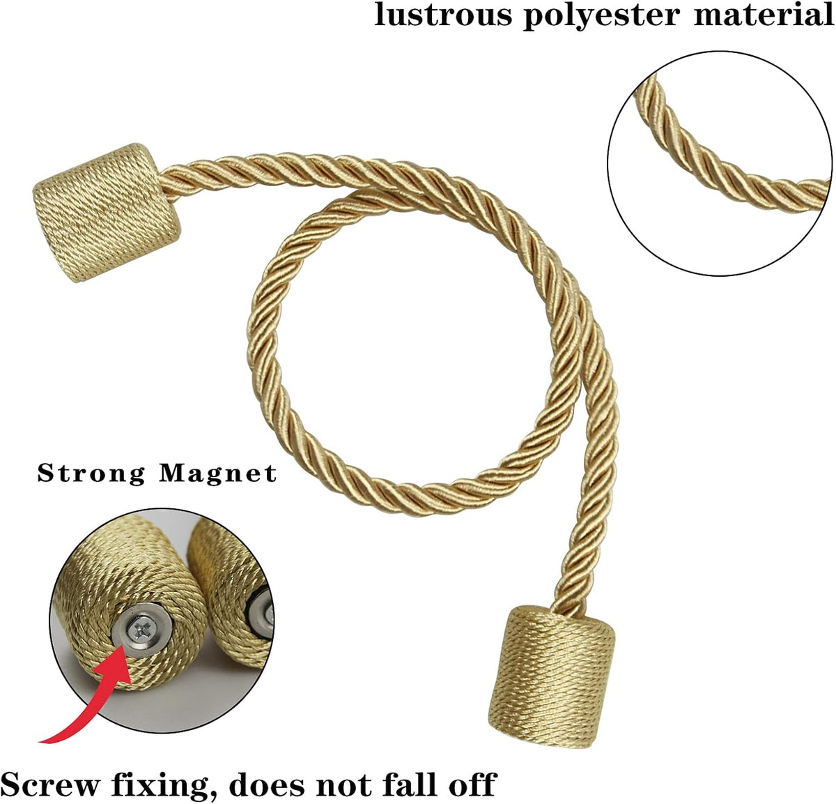 6 Pack Gold Strong Magnetic Curtain Tiebacks Outdoor Elegant Decorative Tie Backs Modern Rope