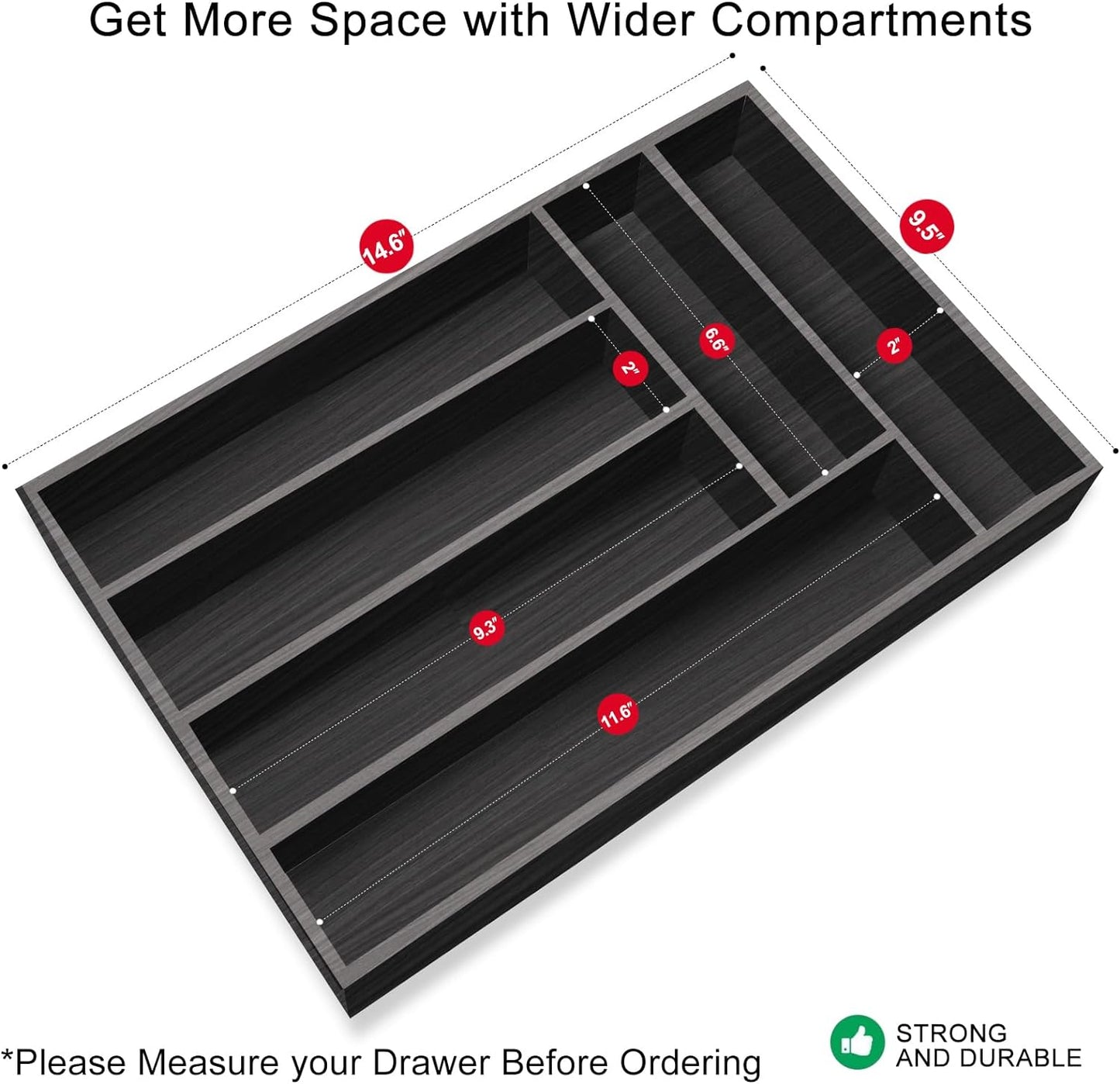 Kitchen Wood Utensil Tray Silverware Drawer Organizer Wooden Cutlery Trays Flatware Organizers
