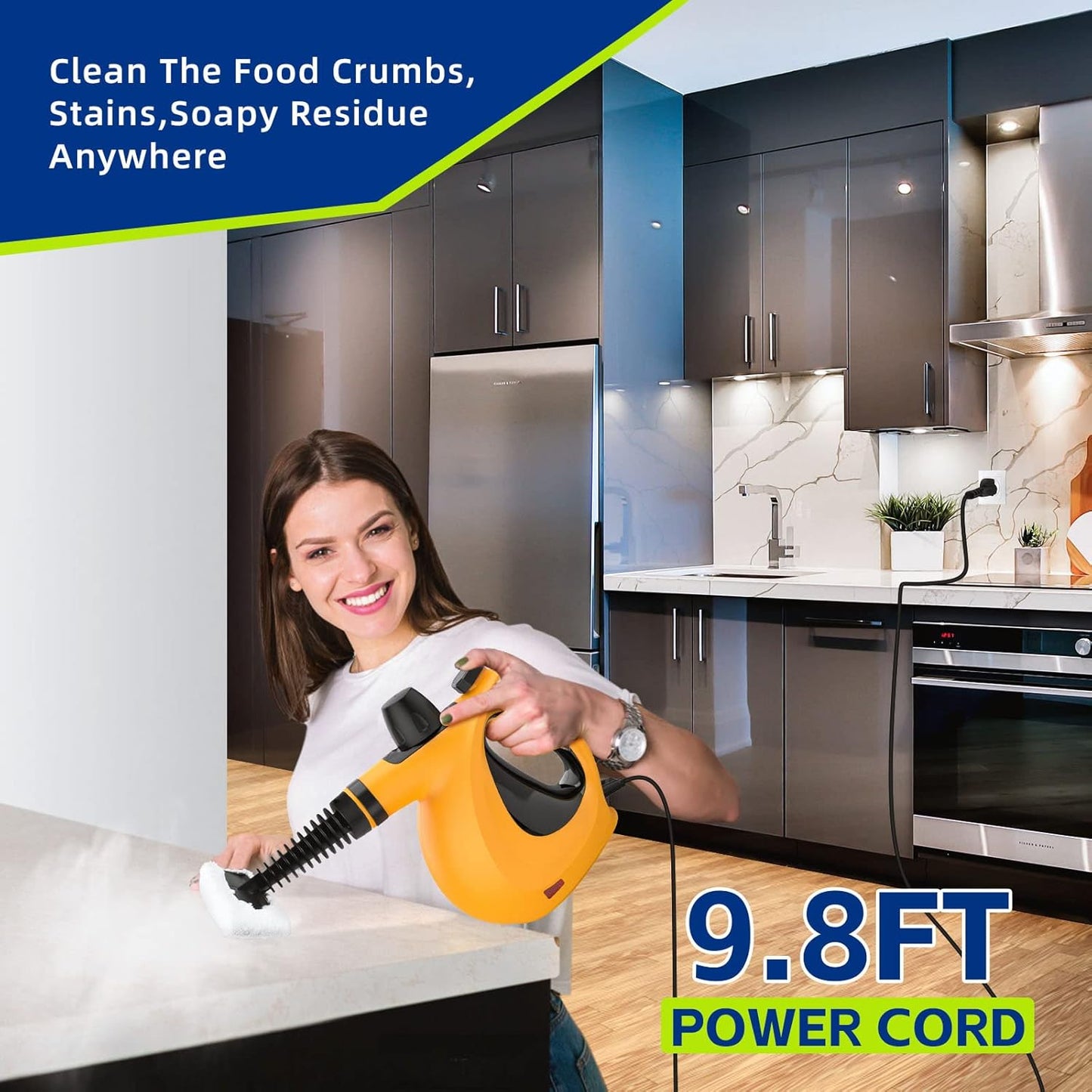 Handheld Steam Cleaner, Pressurized Multi-Surface Steam Cleaner with 11pcs Accessories, Chemical