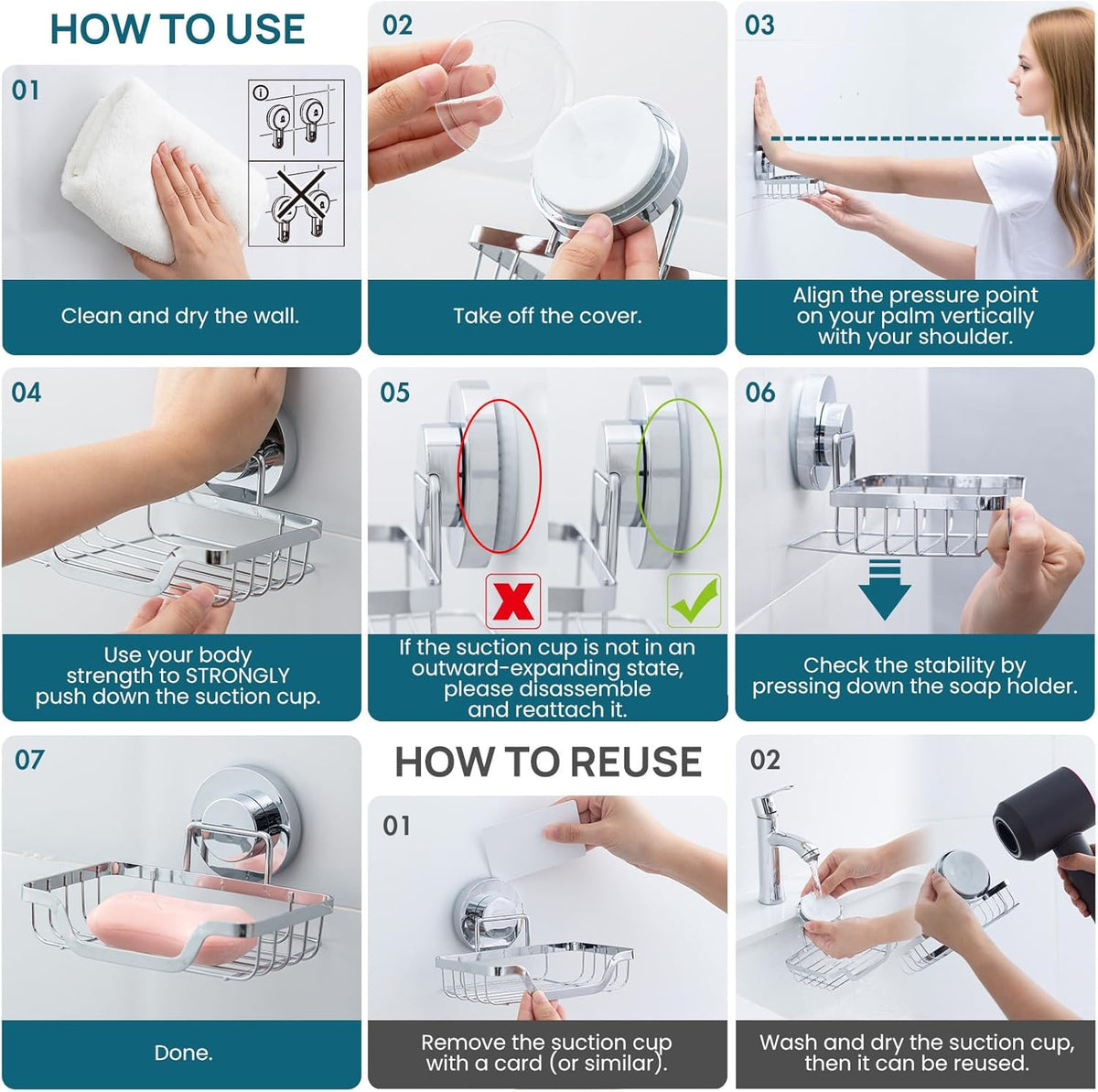 TAILI Soap Holder Bar Dish Suction Cup, Bar Shampoo Rack for Shower Wall, Draining Soap Saver Tray