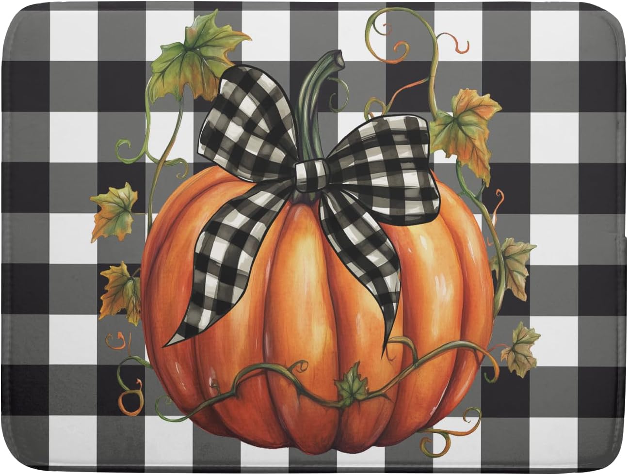 Fall Drying Mats for Kitchen Counter Fall Pumpkin Dish Drying Mat 18 x 24 Inch Autumn Black White