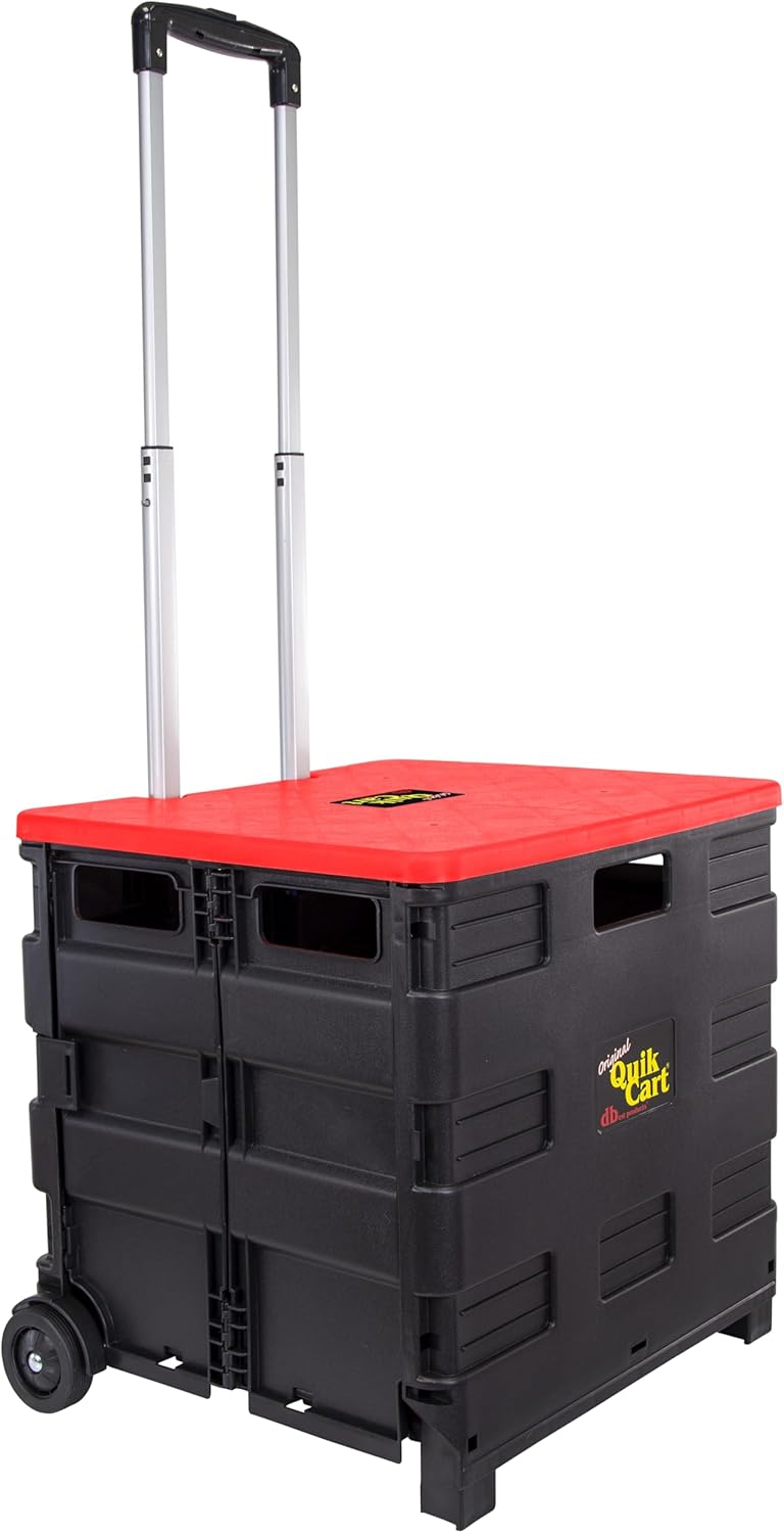 dbest products Quik Cart Collapsible Rolling Crate on Wheels for Teachers Tote Basket 80 lbs