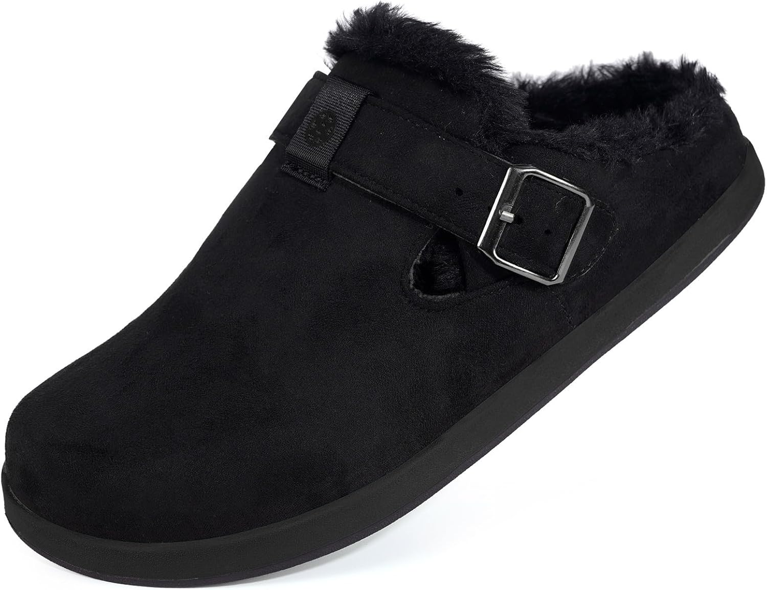 Fur Lined Clogs for Women Men Suede Winter Slippers Arch Support Slip on Mules Potato Shoes with