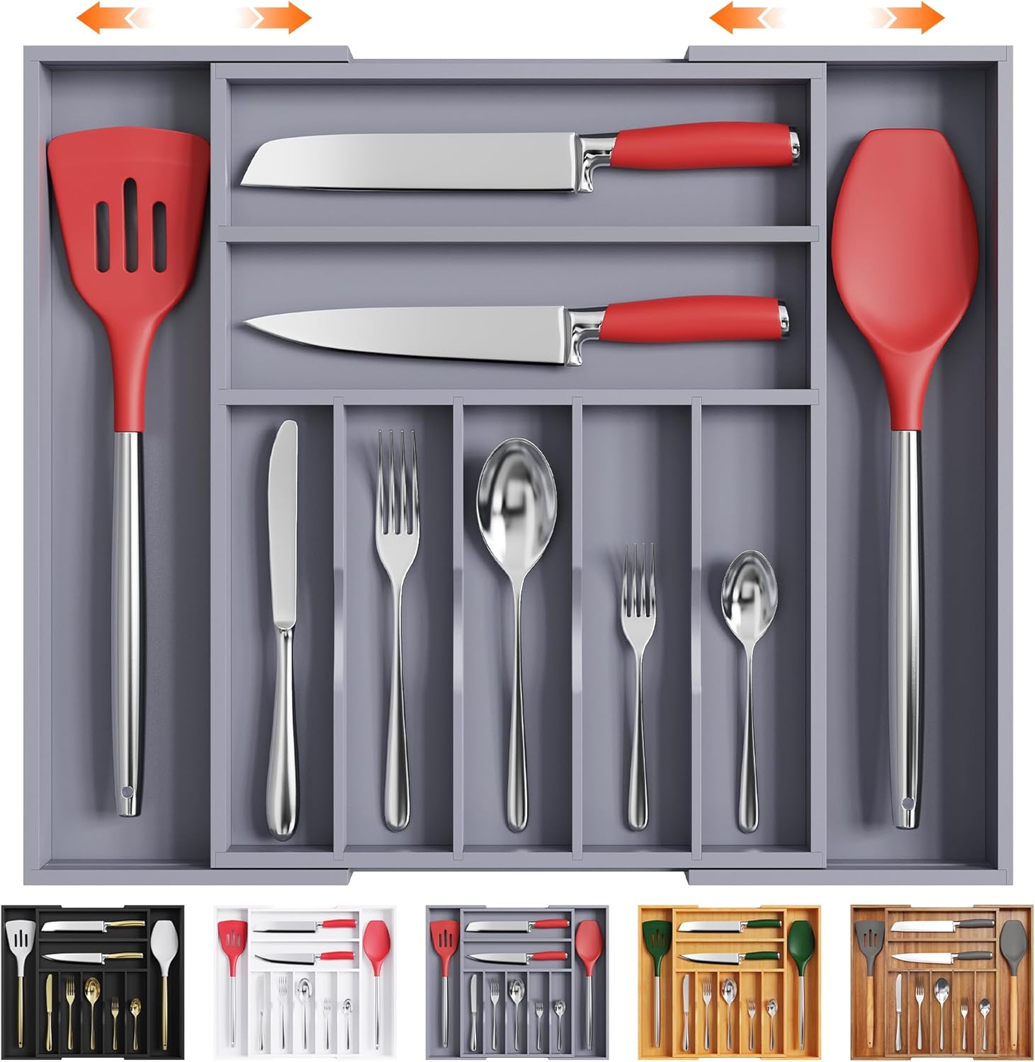 Kitchen Silverware Drawer Organizer and Storage Cabinet Utensil Rack Bathroom Counter Vanity Extra