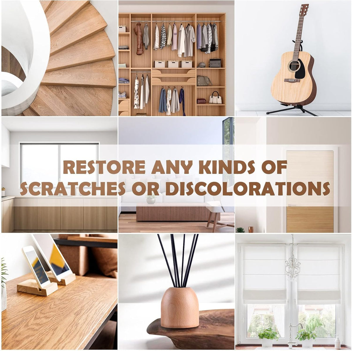 SEISSO Wood Scratch Repair Kit - Set of 36 Wood Filler Putty for Scratches Furniture Markers Touch