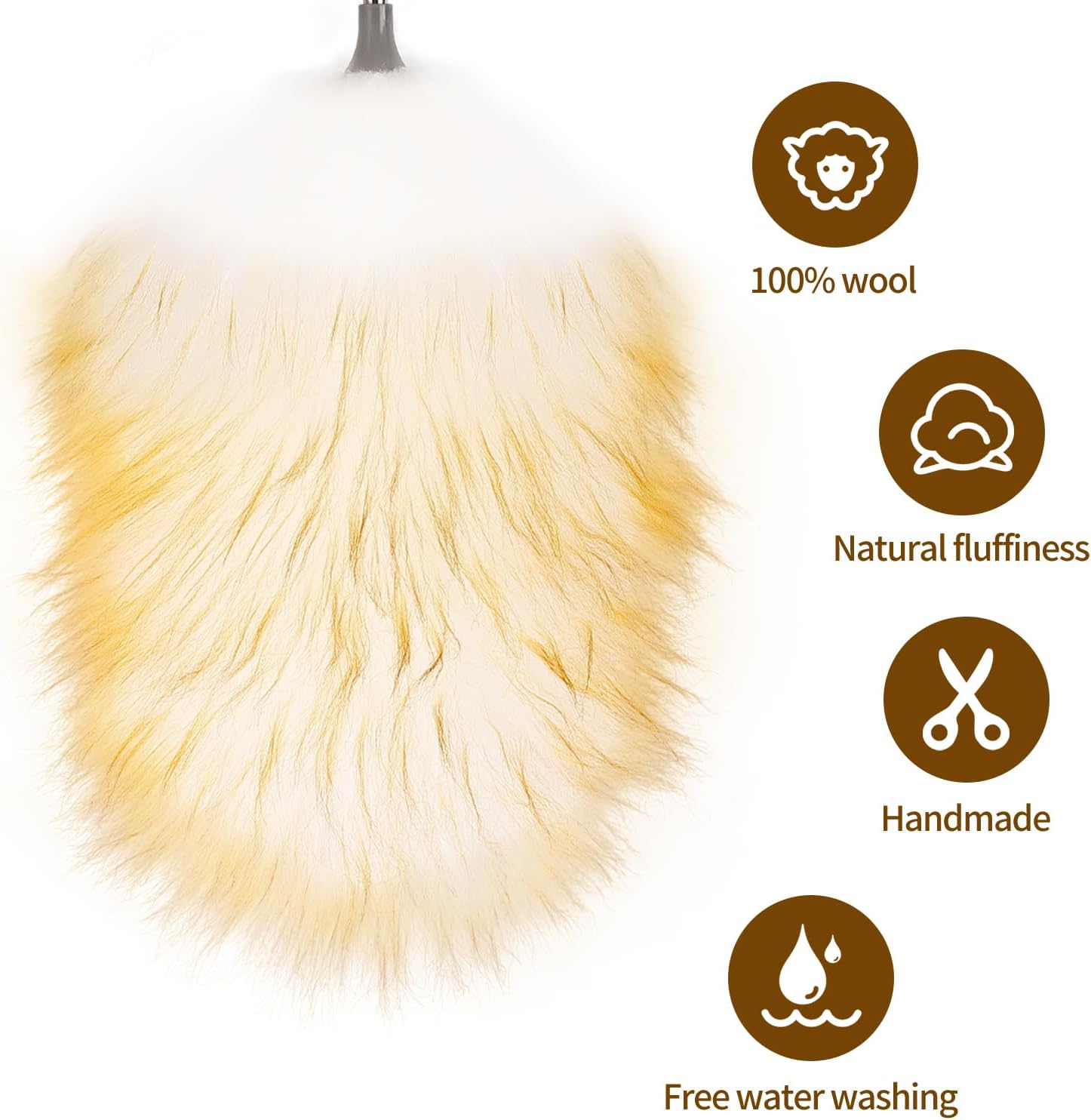 Mini Feathers Duster,Telescoping Lambswool Dusters with Stainless Steel Extension Pole Up to 34"