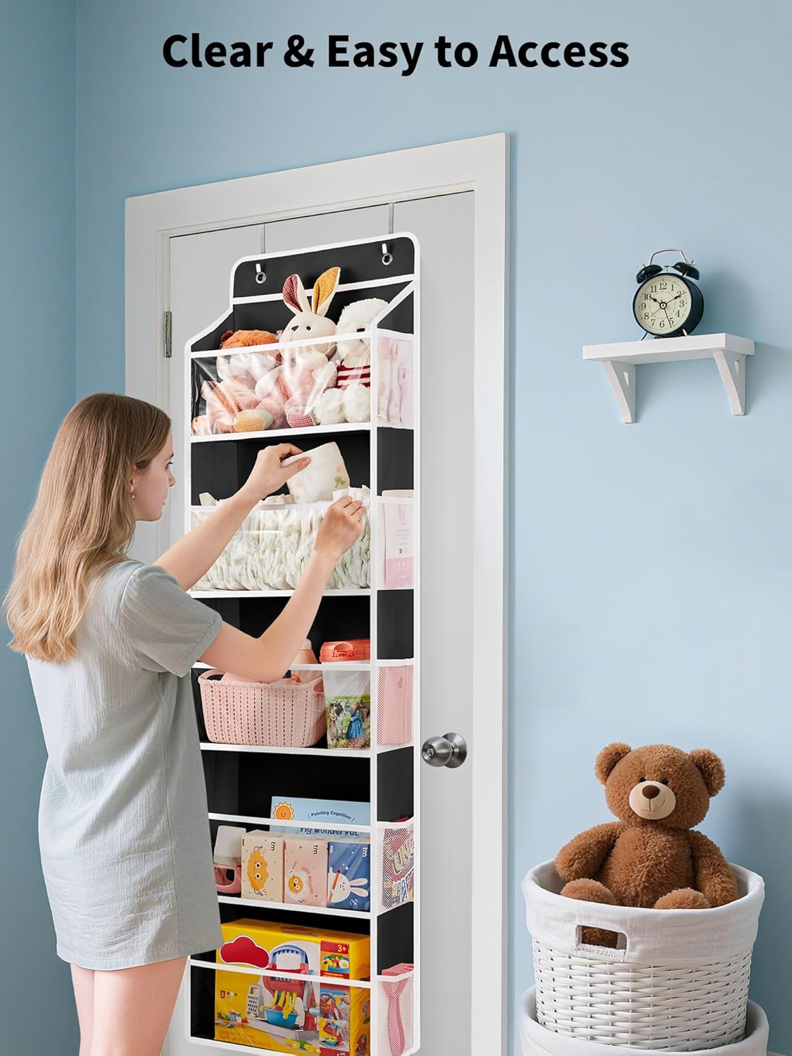 JARLINK 2 Pack Toy Stuffed Animal Storage, Over The Door Organizer W/Clear View Windows, 44lb Load