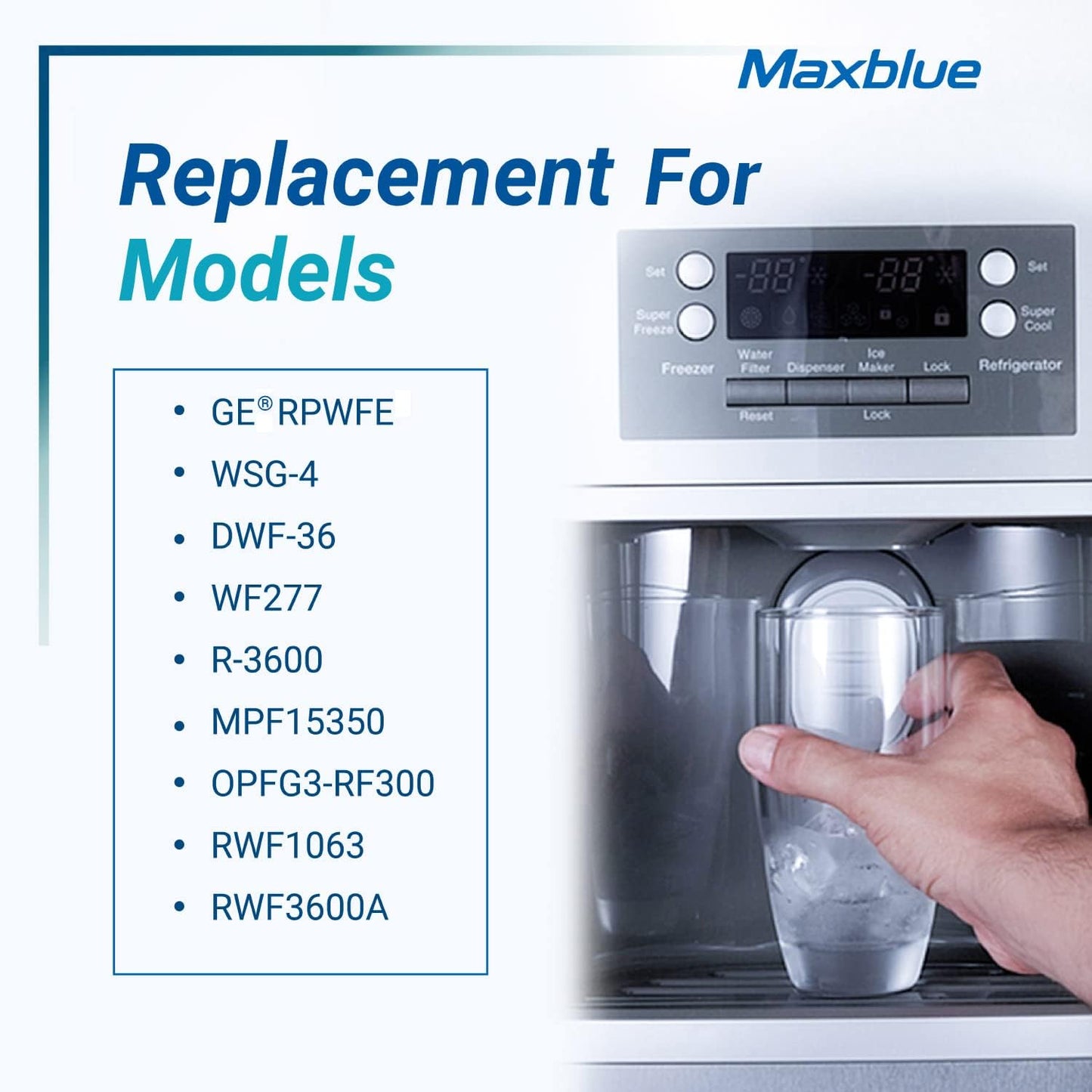 Maxblue Replacement for GE® RPWFE®, RPWF (with CHIP) Refrigerator Water Filter, Compatible with