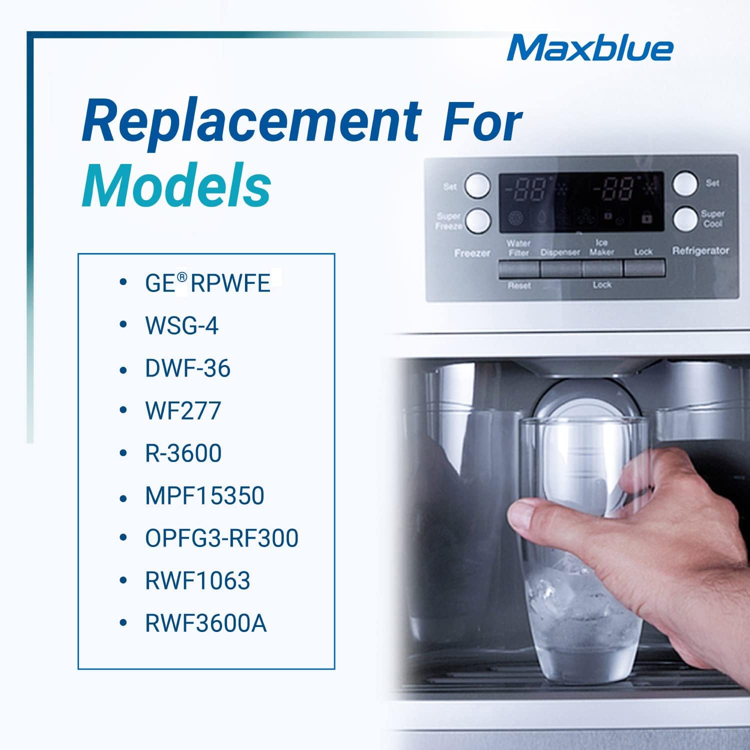 Maxblue Replacement for GE® RPWFE®, RPWF (with CHIP) Refrigerator Water Filter, Compatible with