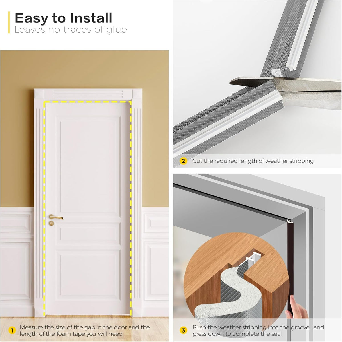 Weather Stripping Door Seal Strip Soundproof Q Foam Tape, Exterior Door Insulation Strip for Large