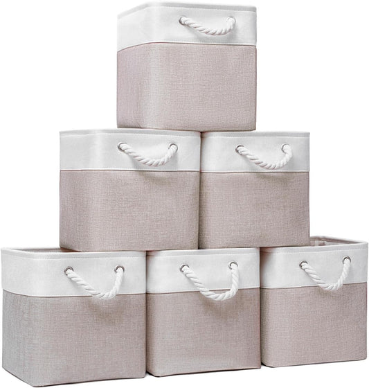 Cube Storage Bins, Collapsible Fabric Storage Cubes Bins, 11 Inch Cube Storage Bins with Handles