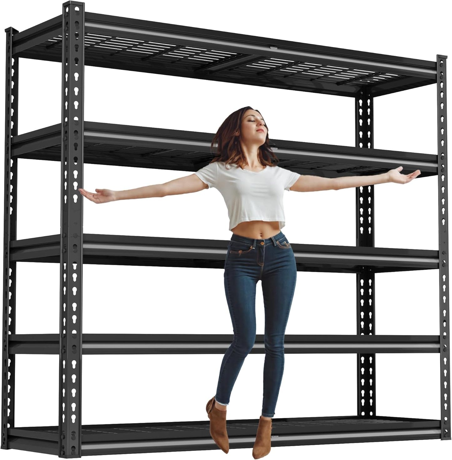 48" W Garage Shelving Heavy Duty,5-Tier Storage Shelves,3030LBS Adjustable Metal Shelving Units for