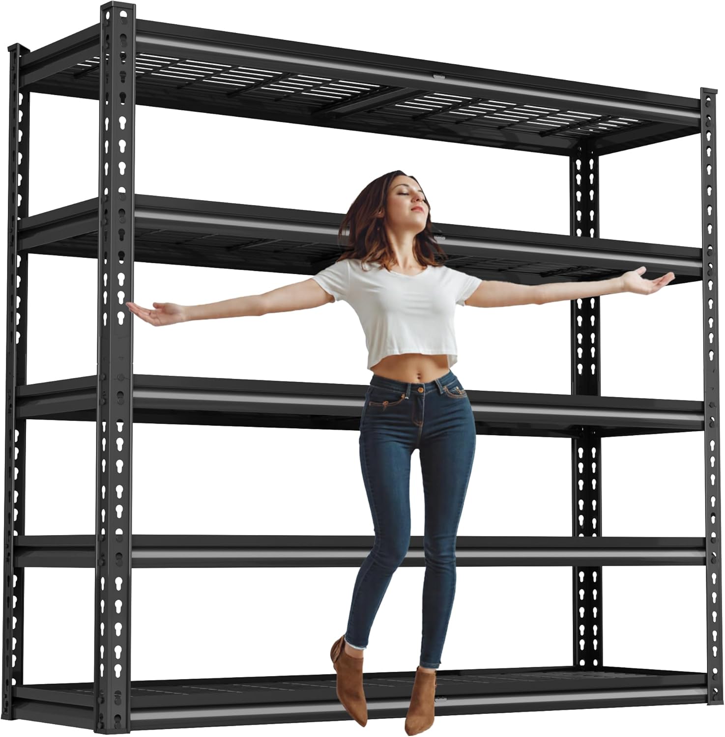 48" W Garage Shelving Heavy Duty,5-Tier Storage Shelves,3030LBS Adjustable Metal Shelving Units for