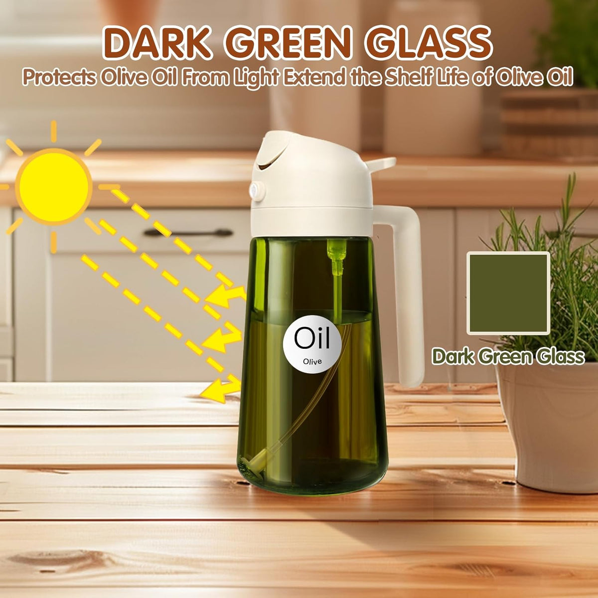 YARRAMATE 2PCS 16oz/470ml Oil Sprayer for Cooking with Stickers, Food-Grade 2 in 1 Olive Oil