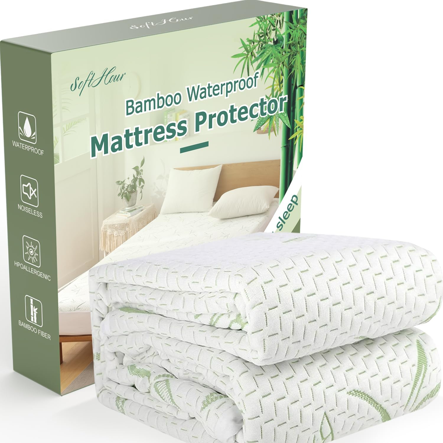 California King Mattress Protector Waterproof Mattress Pad Washable Bamboo Rayon Mattress Cover