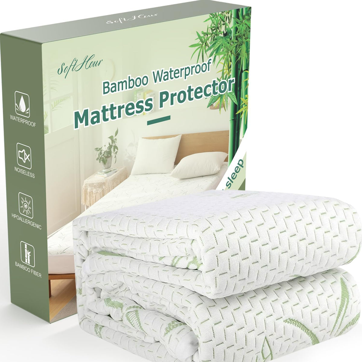 Full Size Mattress Protector Waterproof Mattress Pad Washable Bamboo Rayon Mattress Cover