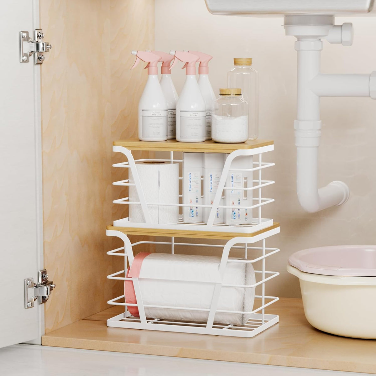 2 Pack Stackable Laundry Room Organization and Storage, Laundry Room Decor and Accessories, Trash