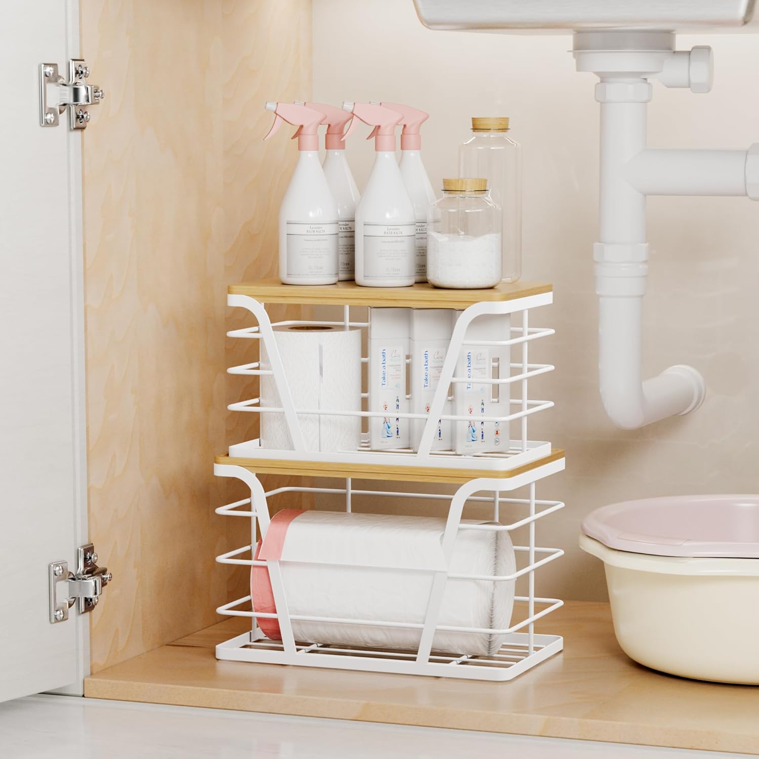 2 Pack Stackable Laundry Room Organization and Storage, Laundry Room Decor and Accessories, Trash